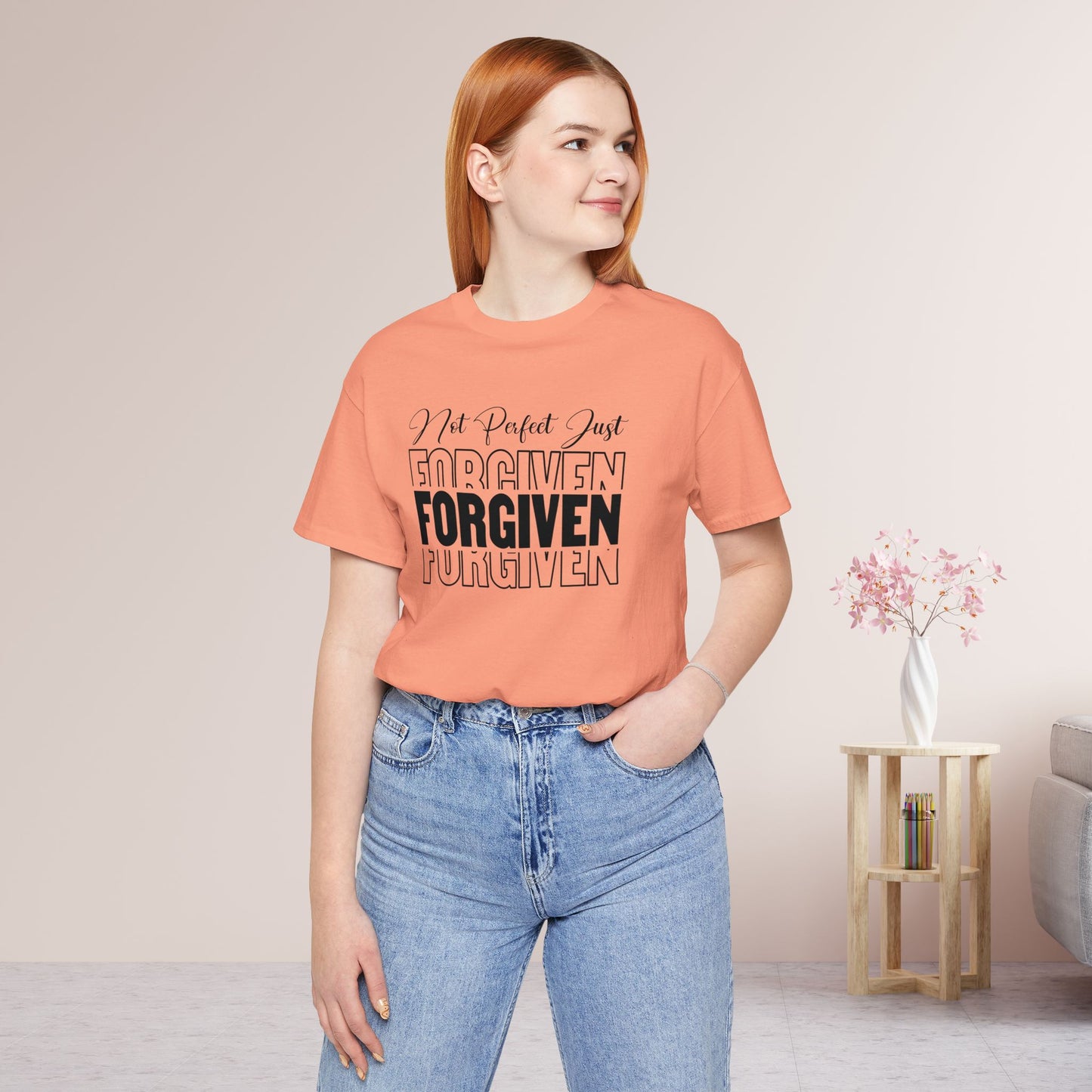 Not Perfect Just Forgiven Christian Soft Cotton Tee