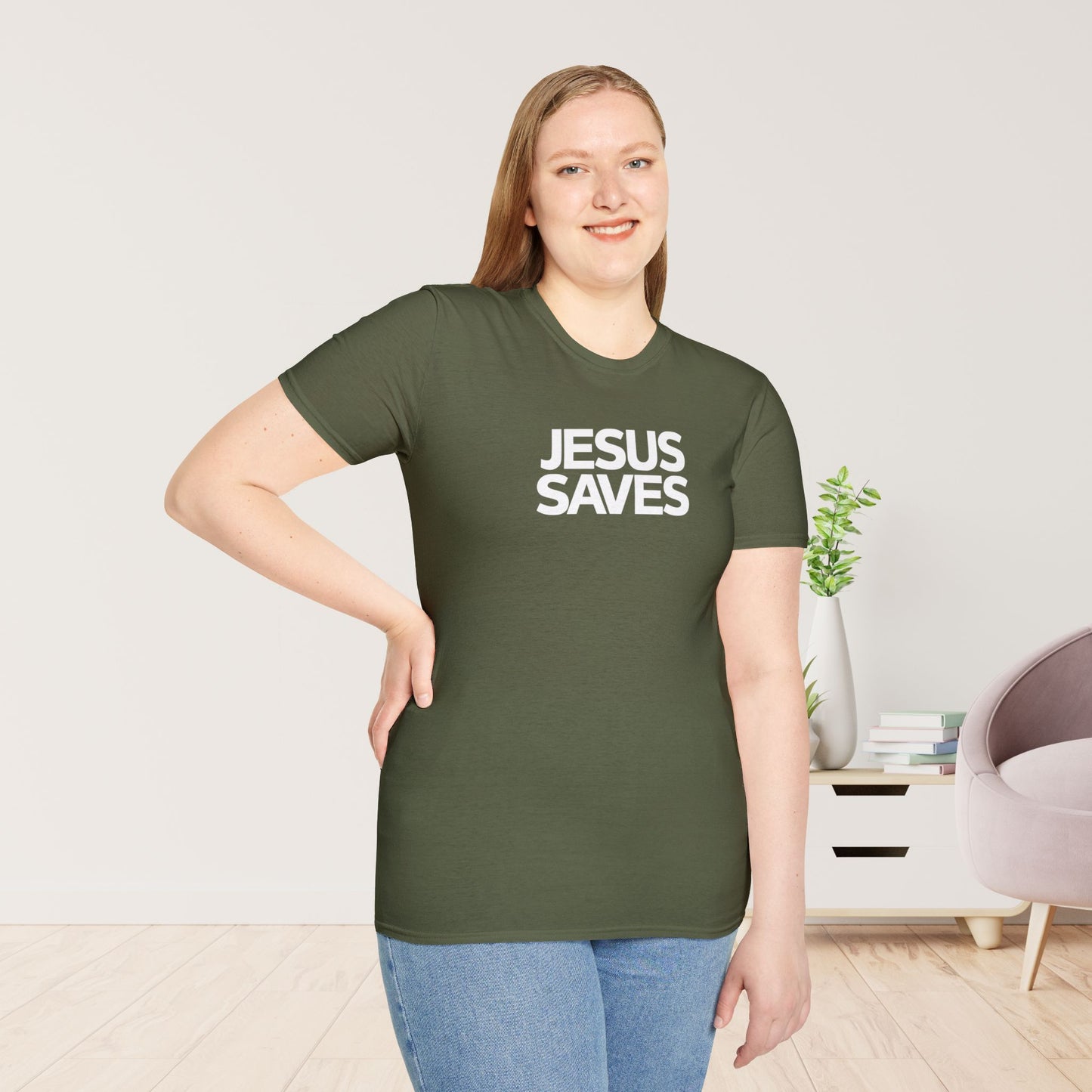 Unisex Jesus Saves Softstyle T-shirt - Acts 4:12 Bible Verse Christian T-shirt