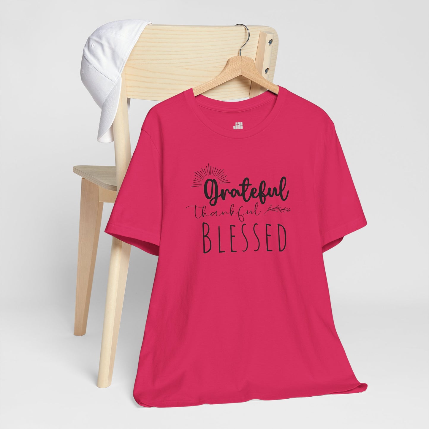 Grateful Thankful Blessed Soft Cotton Tee - Christian T-shirt