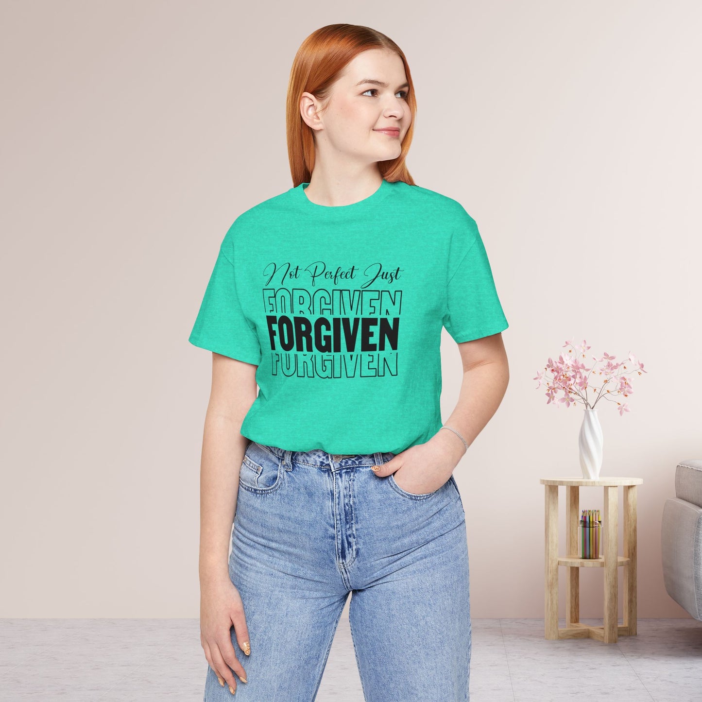 Not Perfect Just Forgiven Christian Soft Cotton Tee