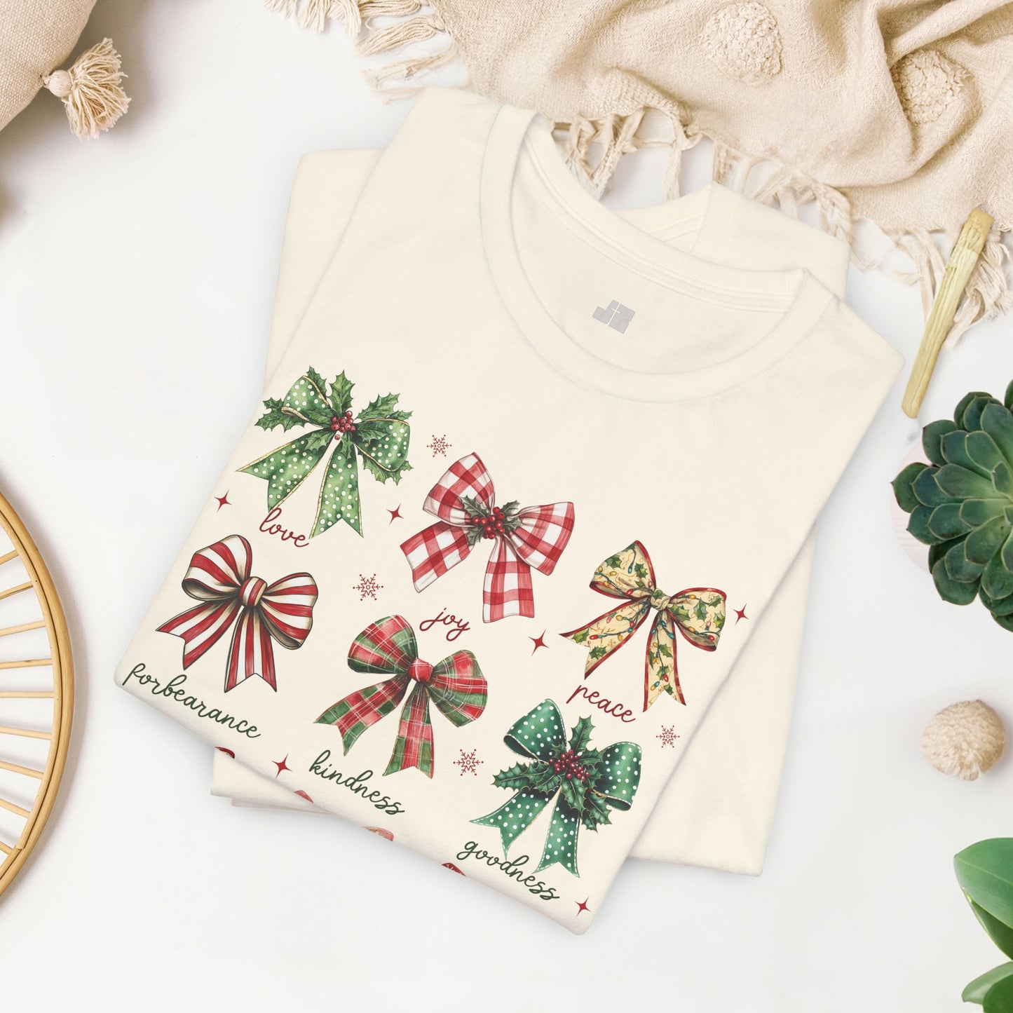 Christmas Fruit of the Spirit Soft Cotton Tee - Holiday Christian Shirt