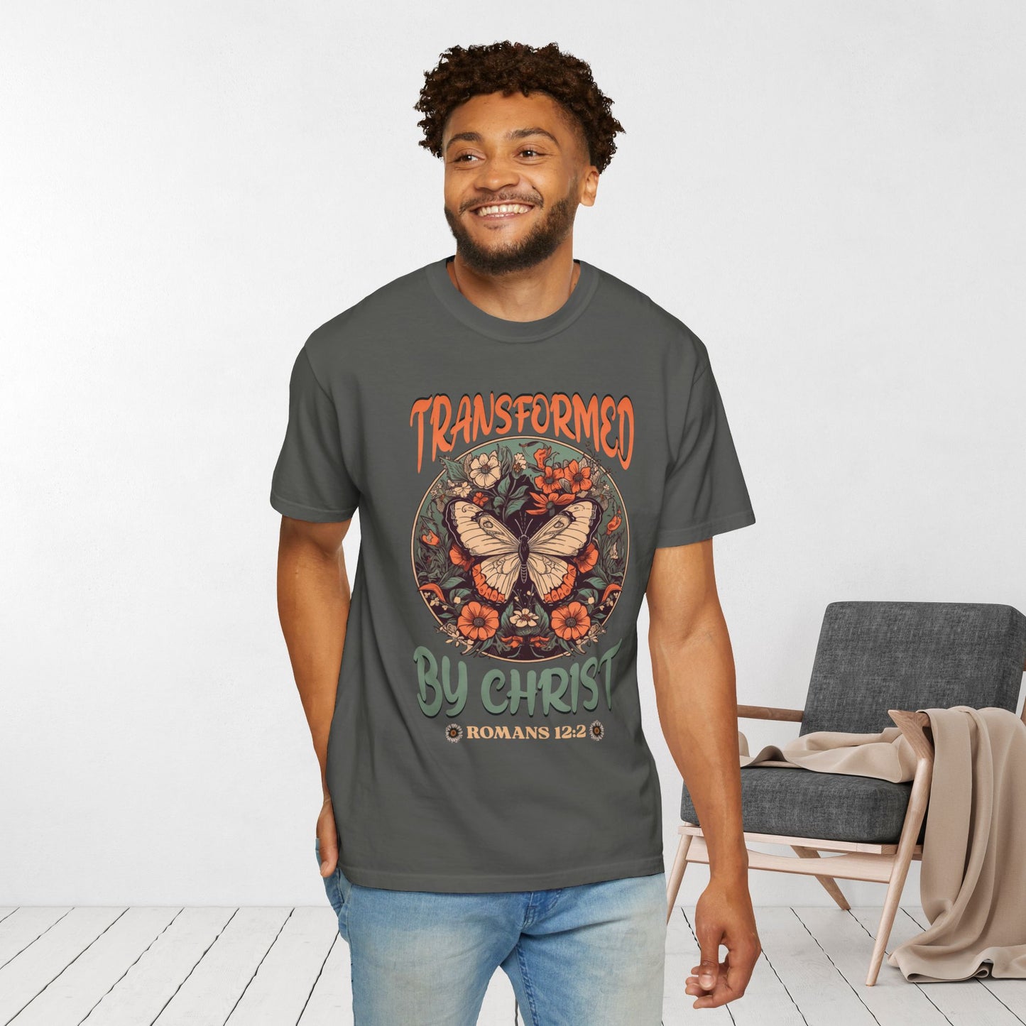 Transformed by Christ Comfort Colors Christian Shirt