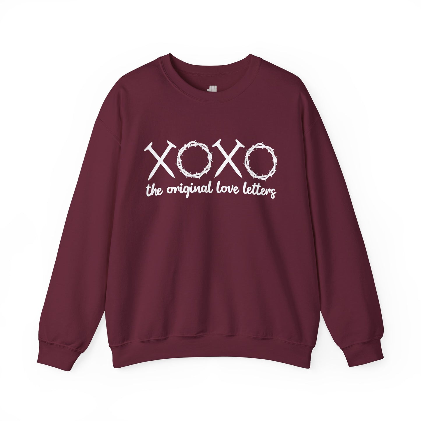 XOXO The Original Love Letters Bible Verse Romans 5:8 Sweatshirt