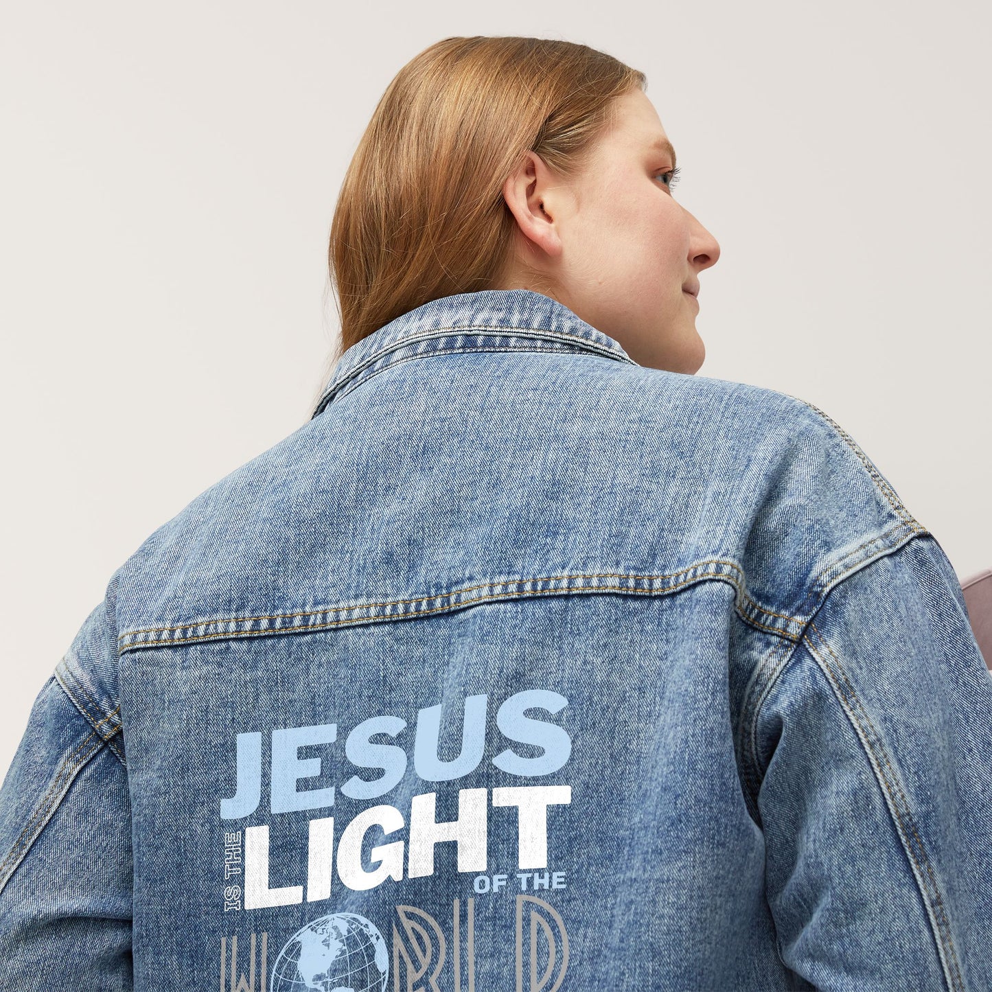 Jesus is the Light of the World Women's Denim Jacket - Christian Denim Jacket