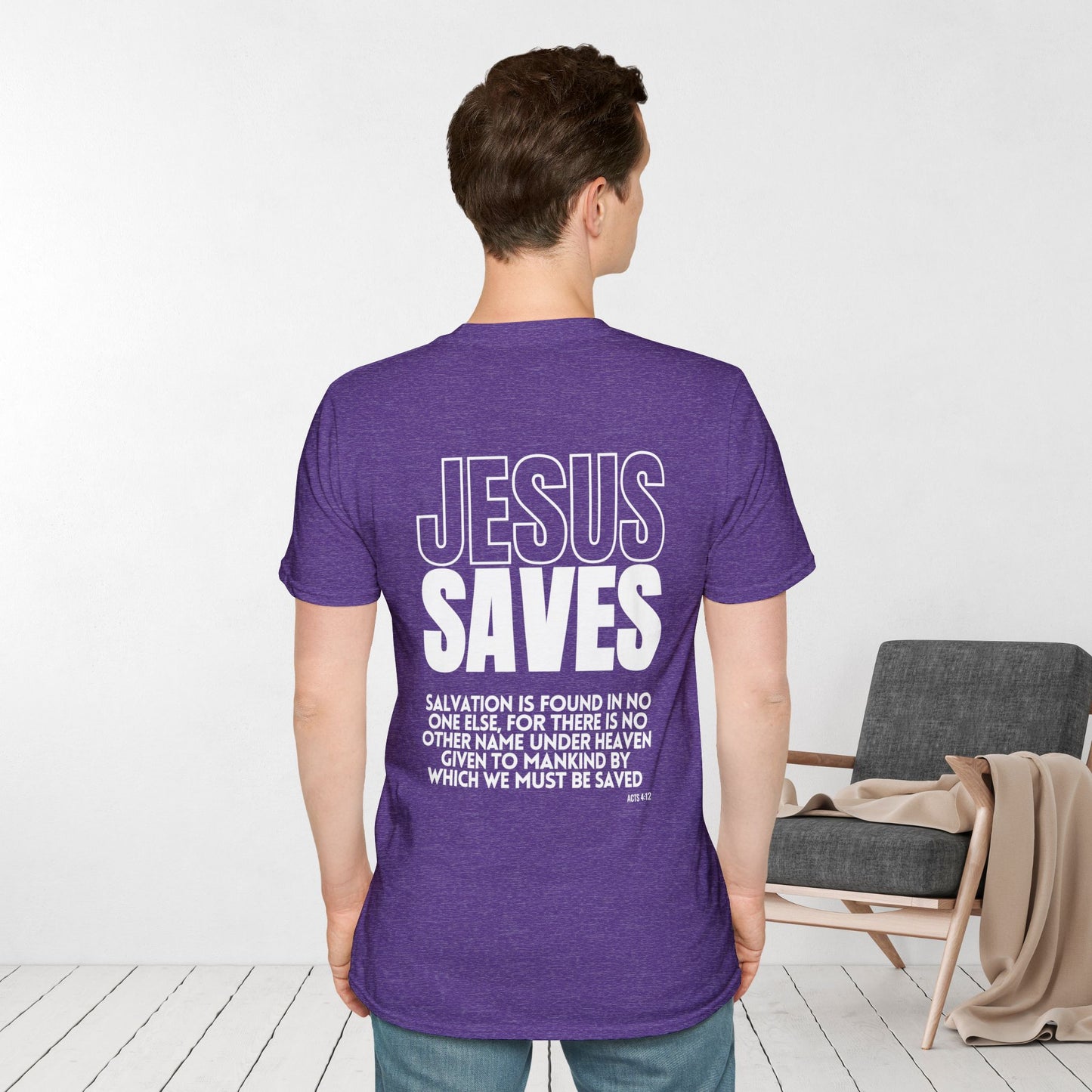 Unisex Jesus Saves Softstyle T-shirt - Acts 4:12 Bible Verse Christian T-shirt