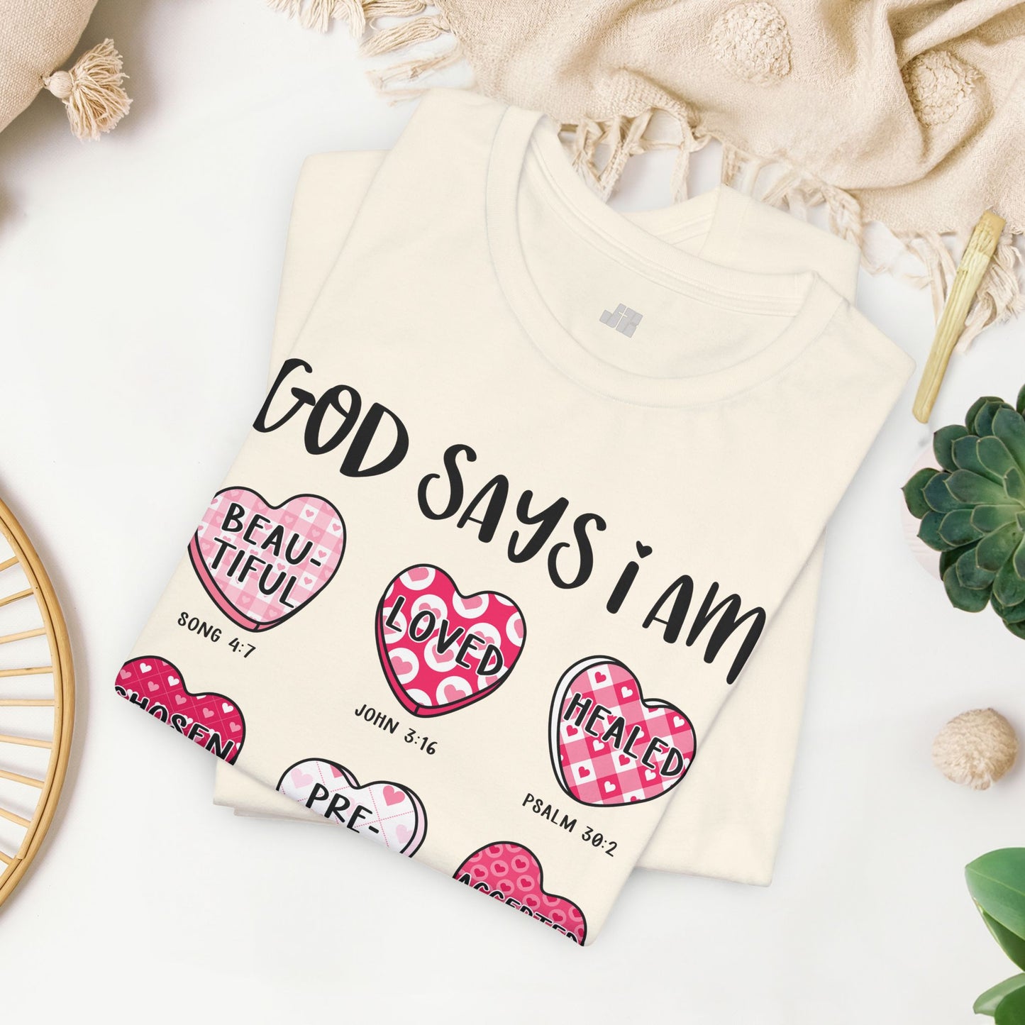 God Says I Am... Soft Cotton Tee - Christian Valentine's Day Tee