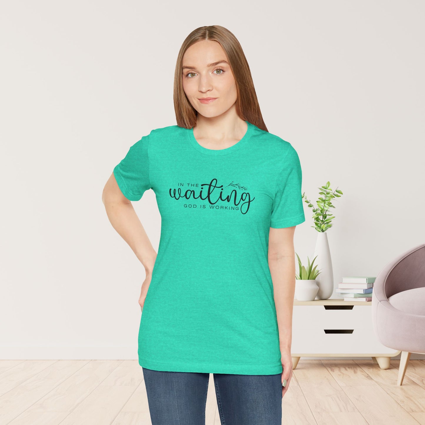 In the Waiting God is Working Christian Soft Cotton Tee