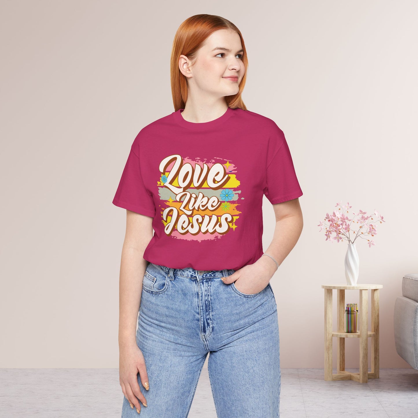 Groovy Love Like Jesus Soft Cotton Tee - Christian Shirt