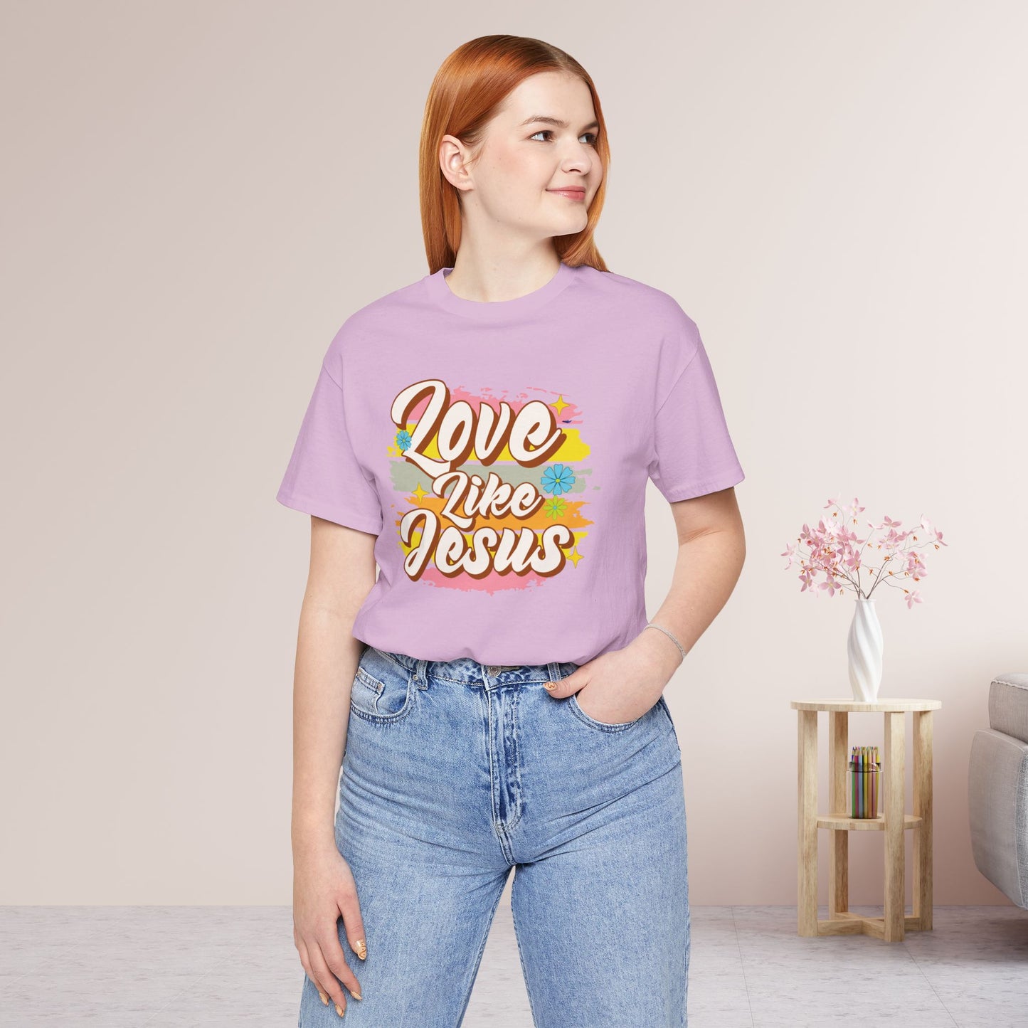 Groovy Love Like Jesus Soft Cotton Tee - Christian Shirt