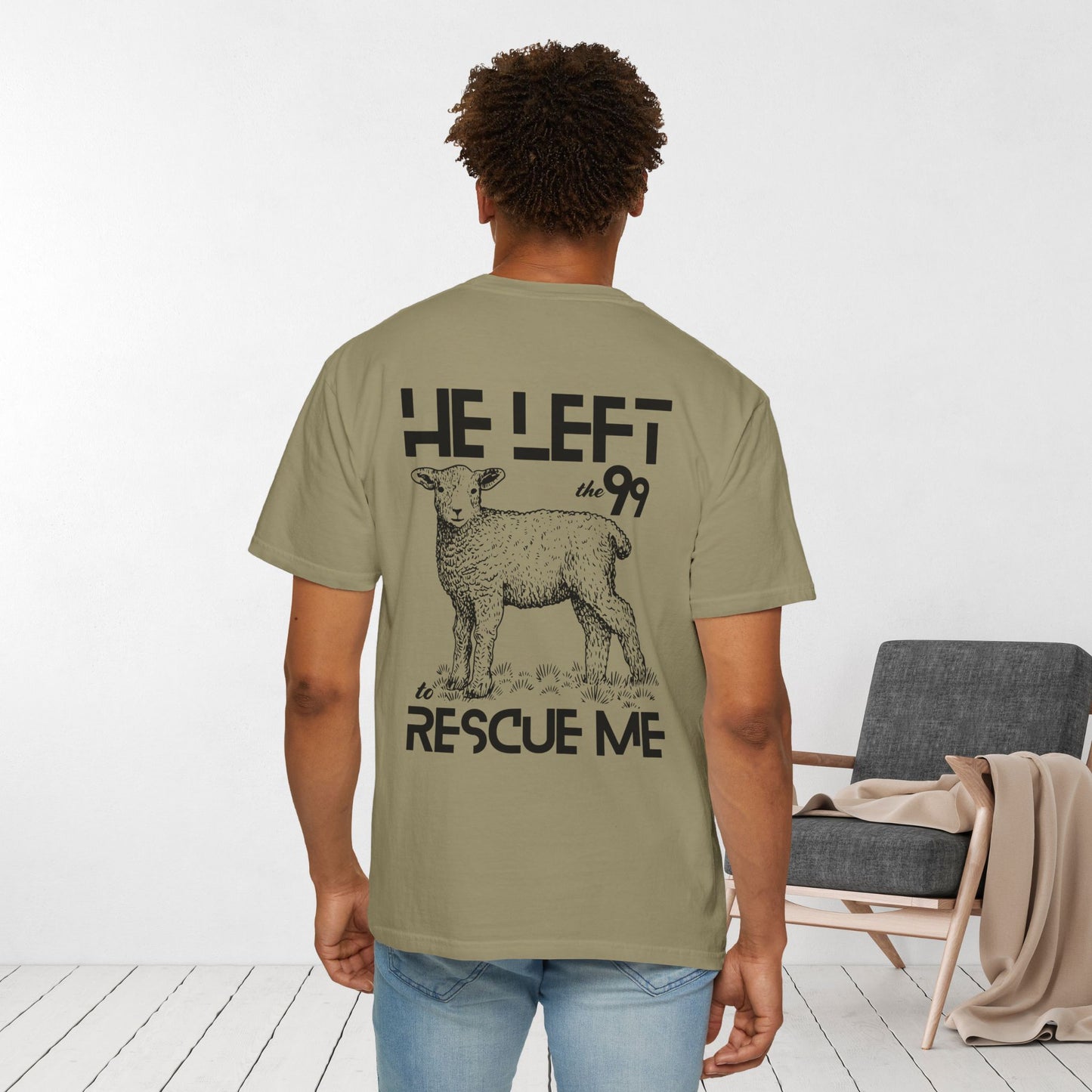 Rescued T-shirt - He Left The 99 to Rescue Me Comfort Colors Christian Shirt