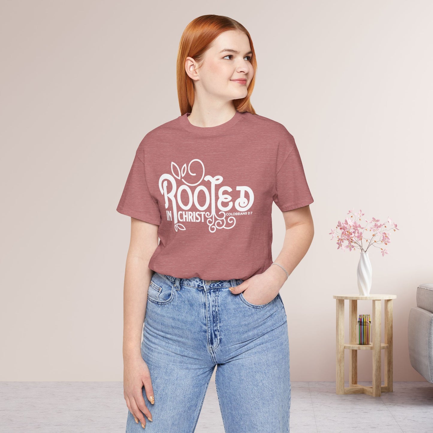 Rooted in Christ Shirt - Bible Verse Christian Soft Cotton Tee