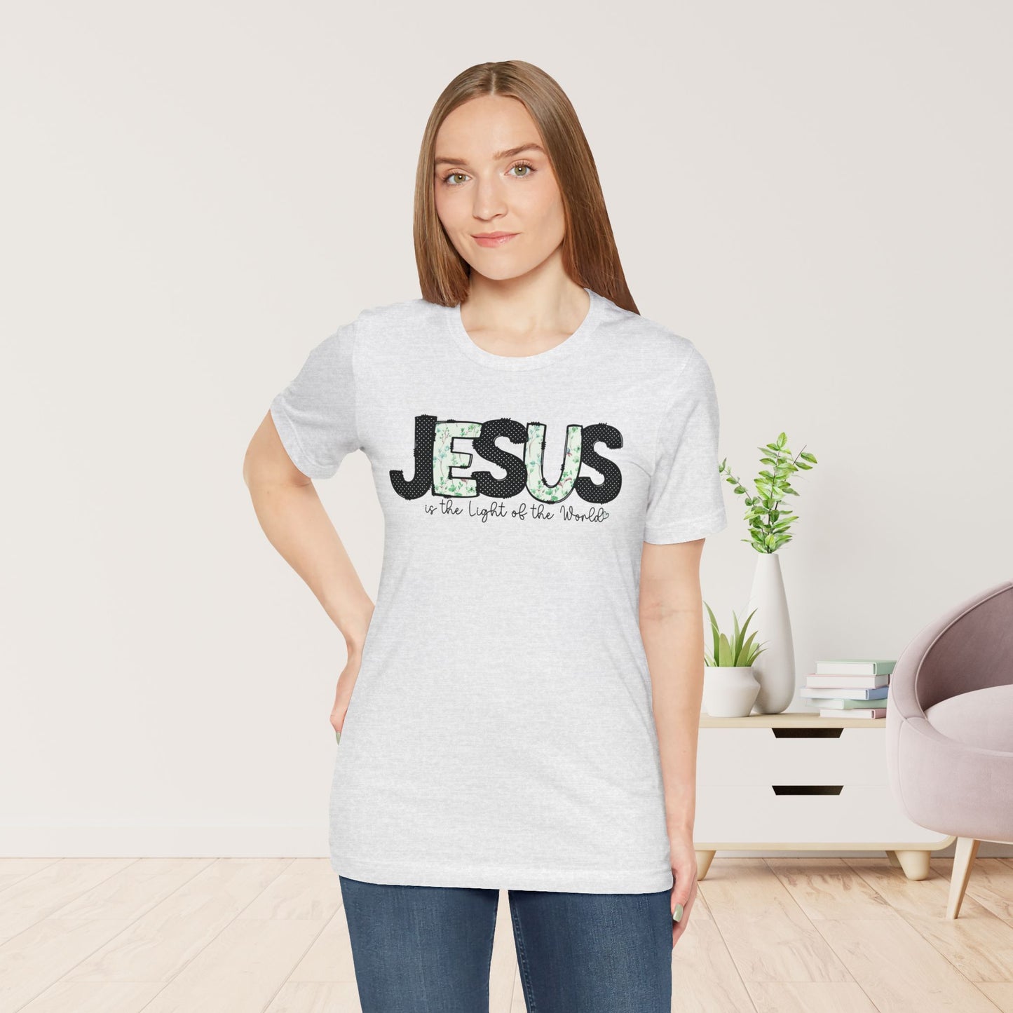 Jesus is the Light of the World Soft Cotton Tee - Christian Shirt