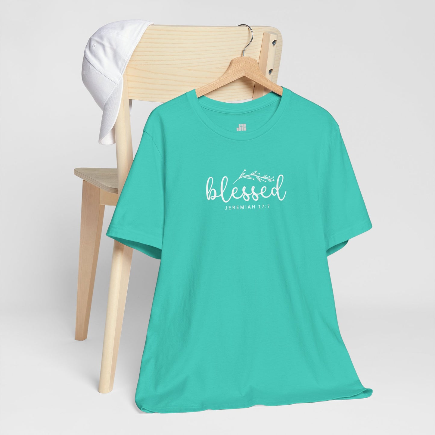 Blessed Soft Cotton Tee - Jeremiah 17:7 Christian Bible Verse Shirt