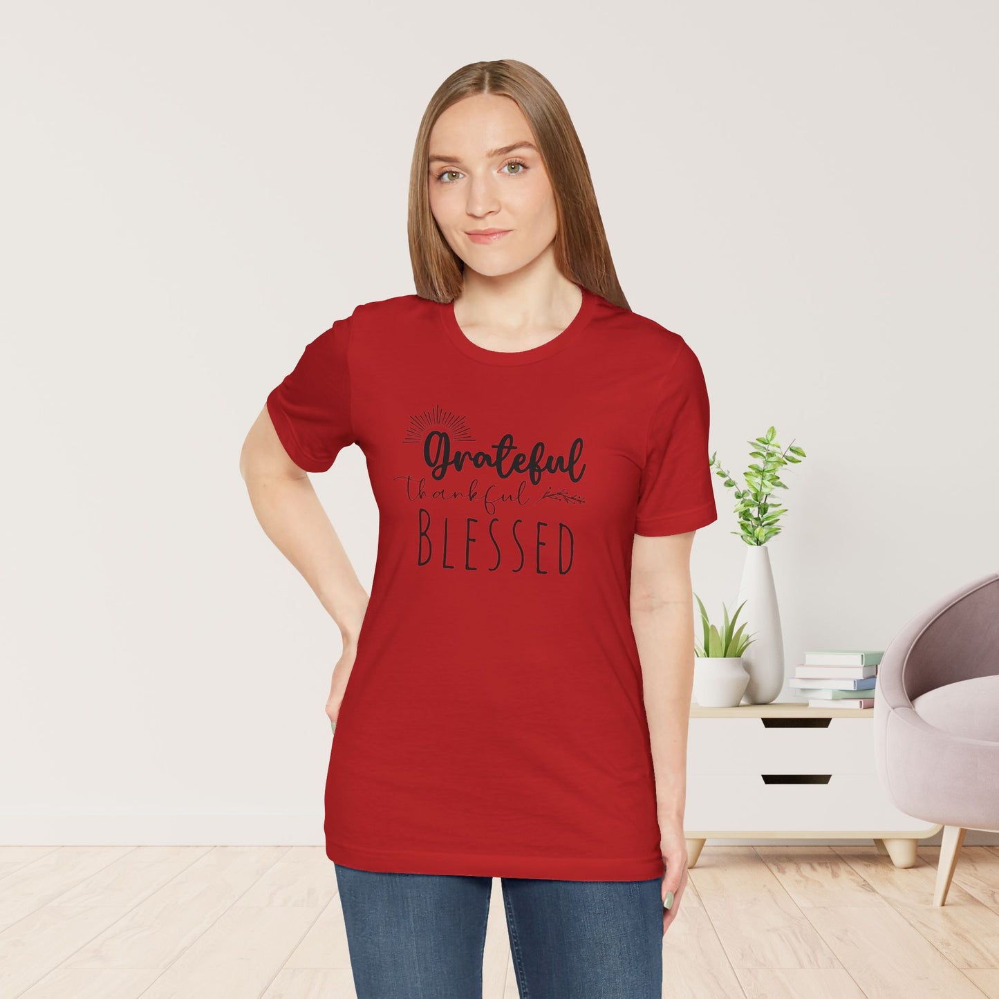 Grateful Thankful Blessed Soft Cotton Tee - Christian T-shirt