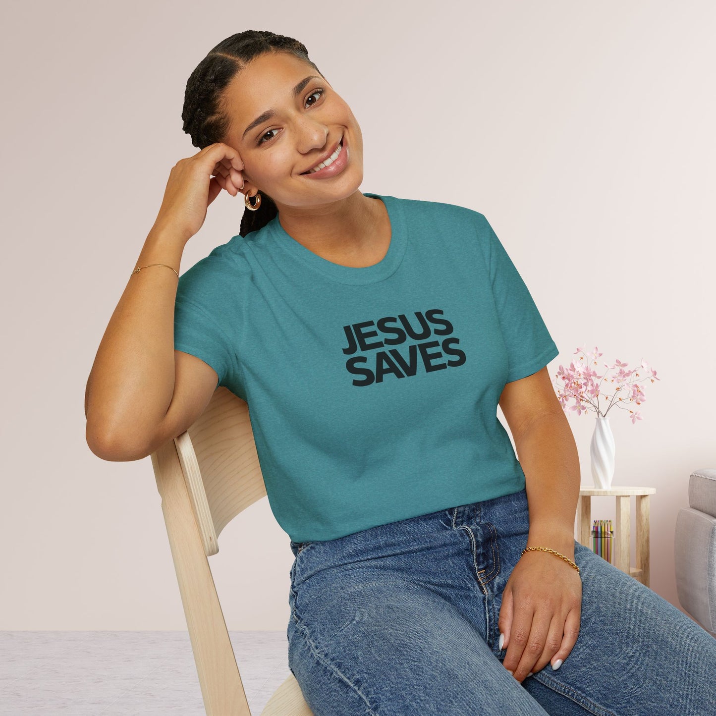 Unisex Jesus Saves Softstyle T-shirt - Acts 4:12 Bible Verse Christian Shirt