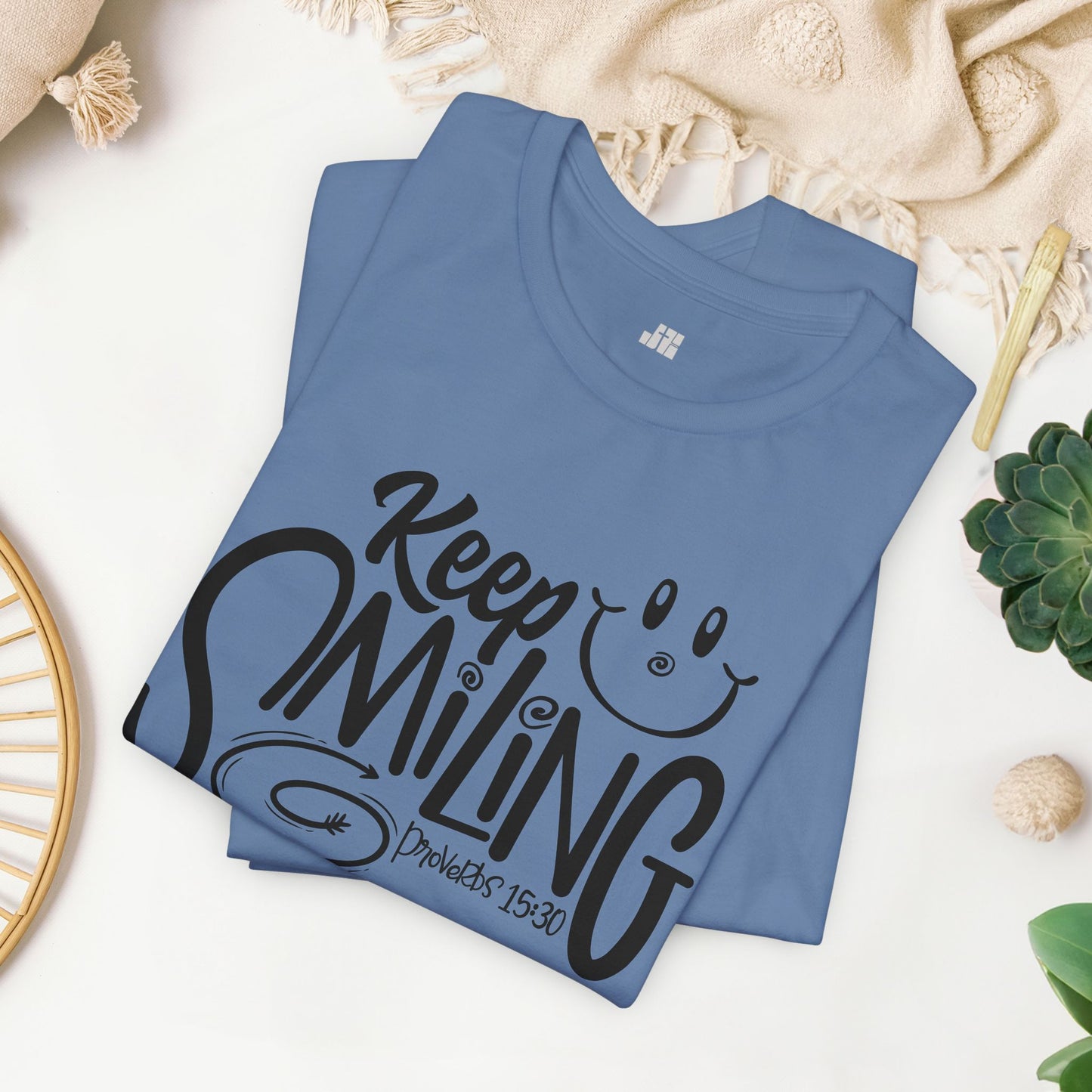 Keep Smiling Soft Cotton Tee - Bible Verse Christian Tee