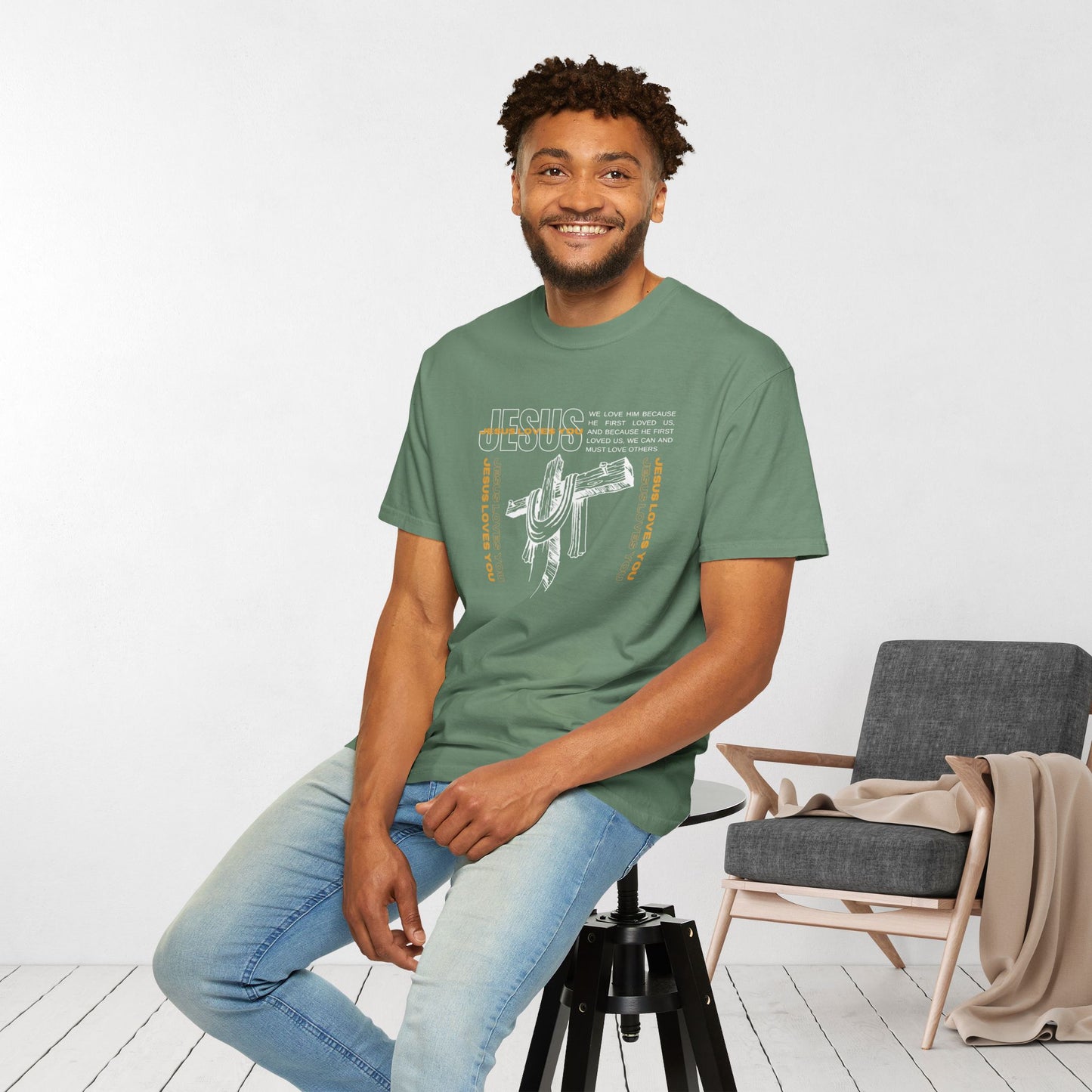 Comfort Colors Trendy Men's Jesus Loves You Shirt