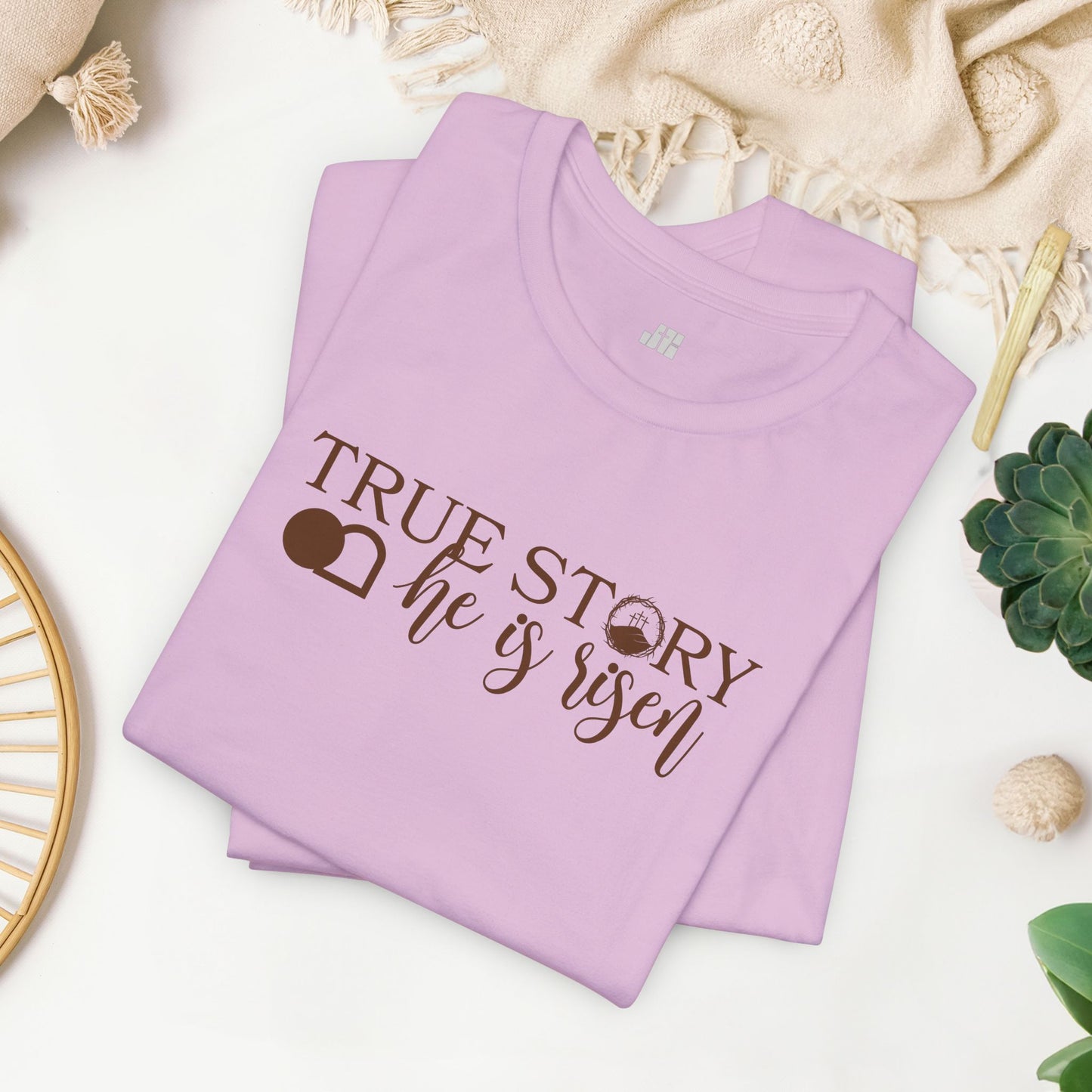 True Story He is Risen Christian Soft Cotton Tee - Easter Shirt for Christians