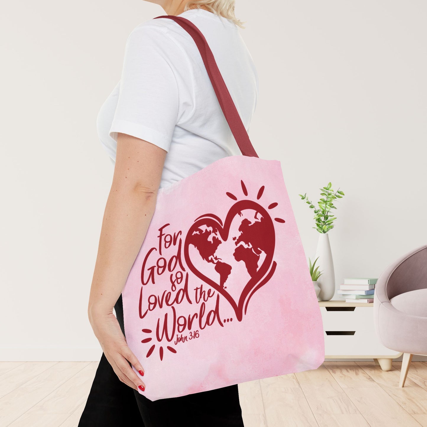 For God So Loved The World John 3:16 Tote Bag - Christian Tote Bag - 16"