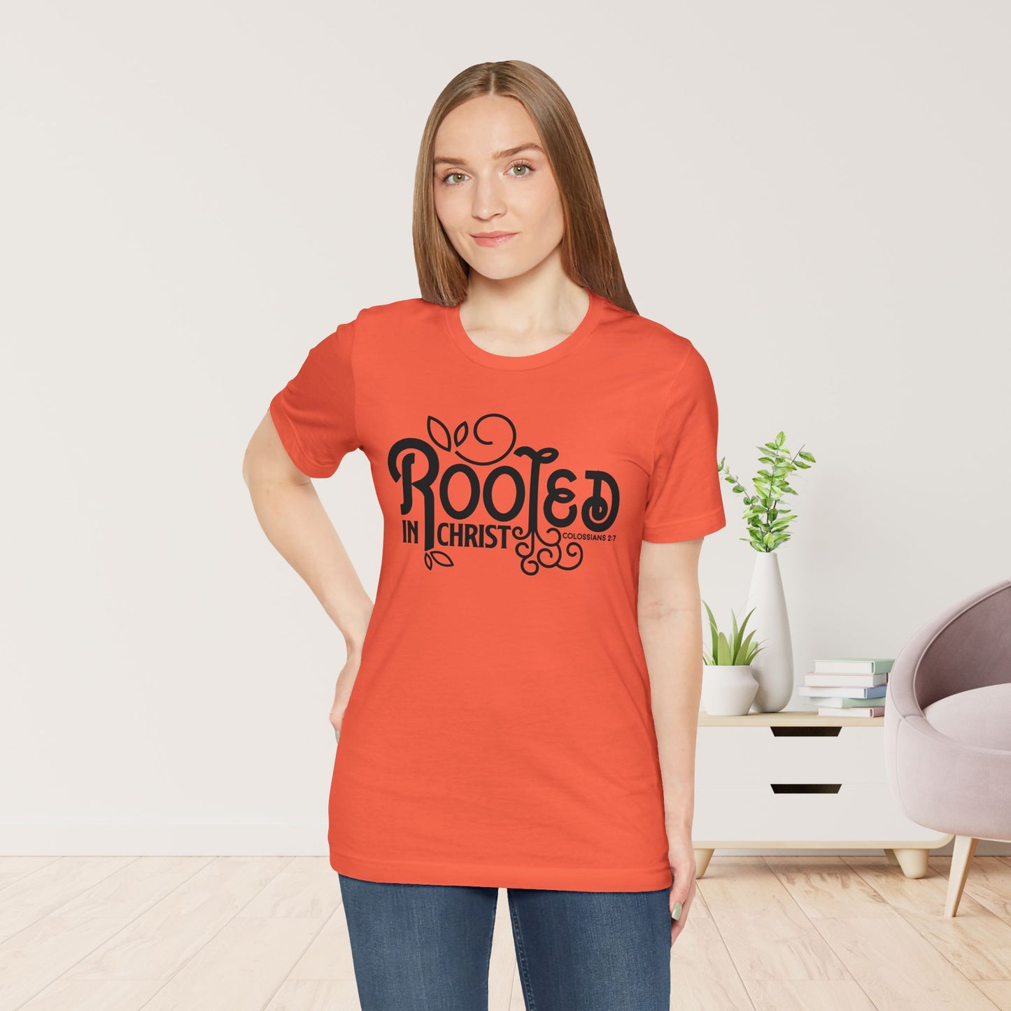 Rooted in Christ Soft Cotton Tee - Bible Verse Christian T-shirt