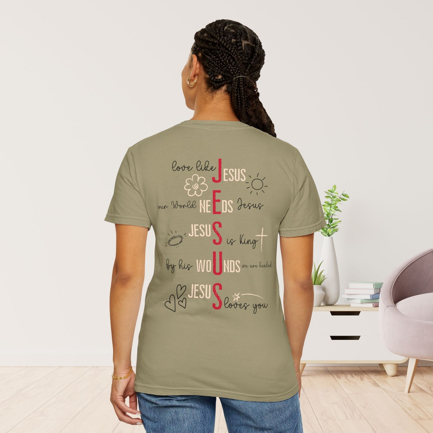 Women's Comfort Colors Jesus Doddle Drawing Shirt