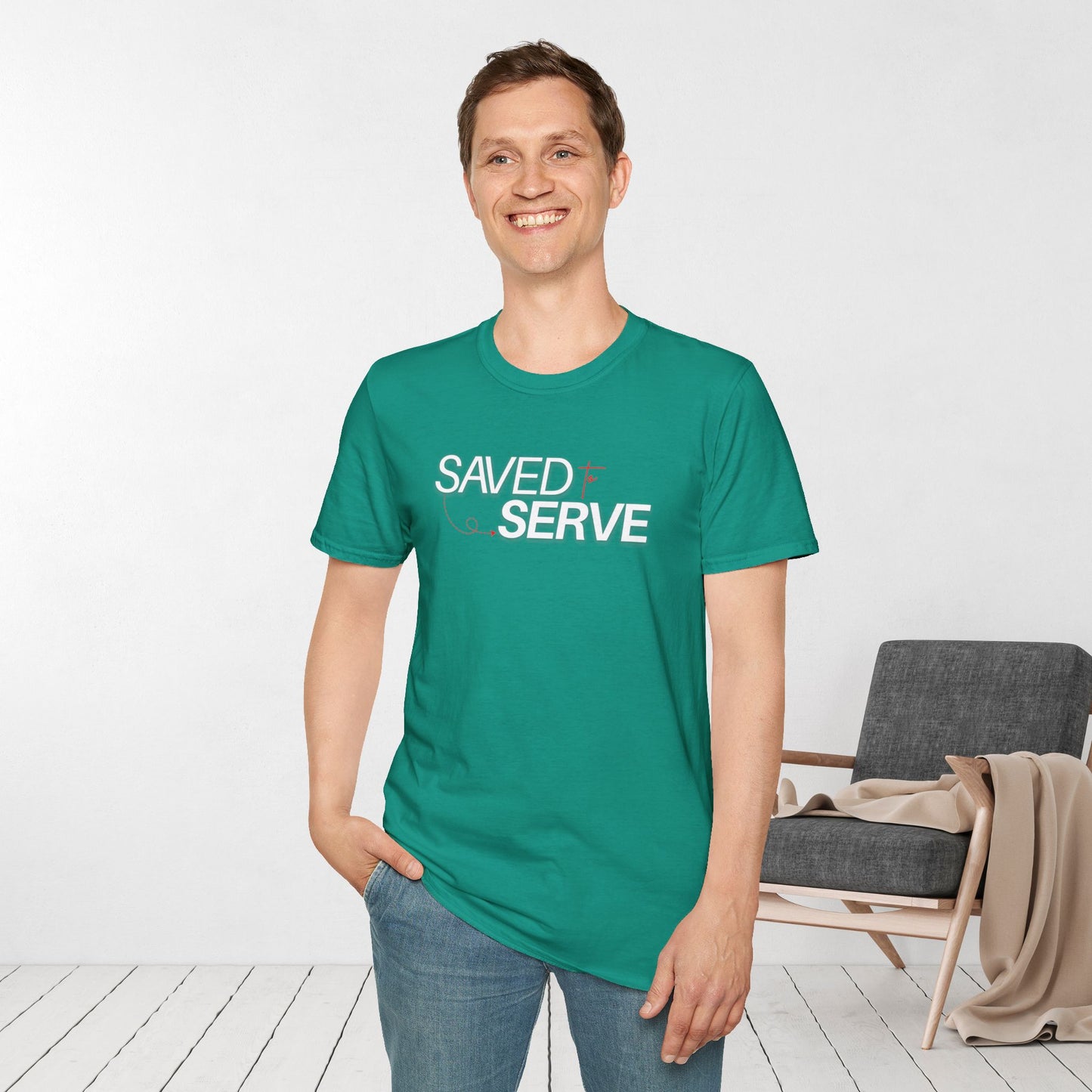 Unisex Saved to Serve Softstyle T-shirt - Trendy  Christian Tee