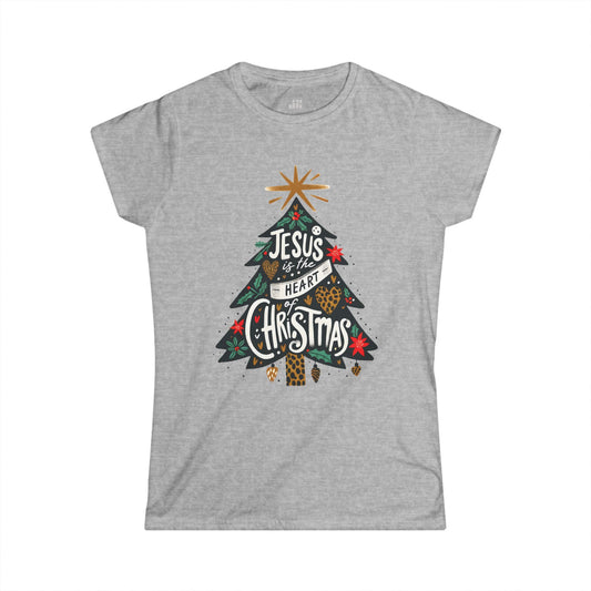 Christian Women's Jesus Is The Heart Of Christmas Softstyle T-shirt