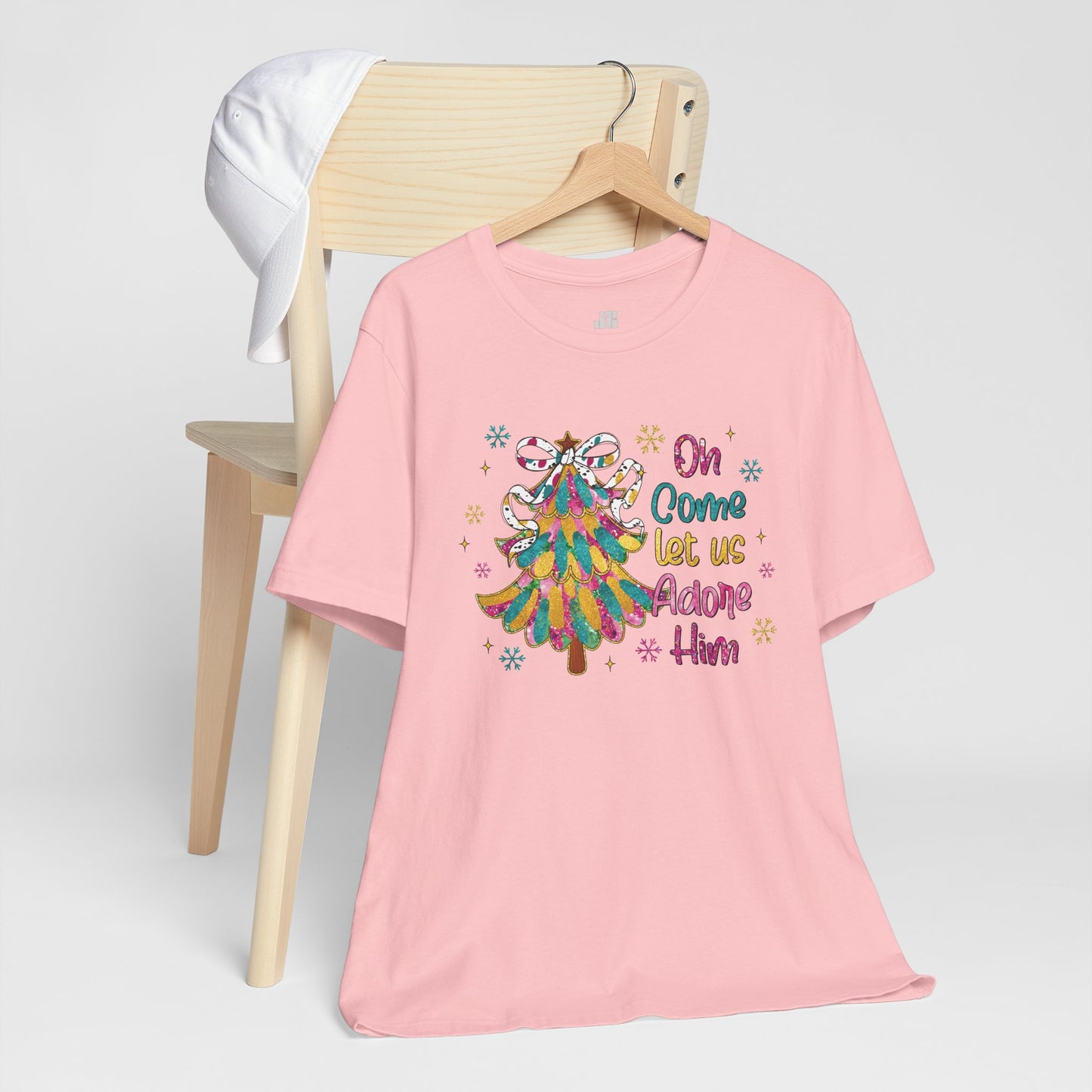 Oh Come Let Us Adore Him Soft Cotton Tee - Holiday Christian Shirt