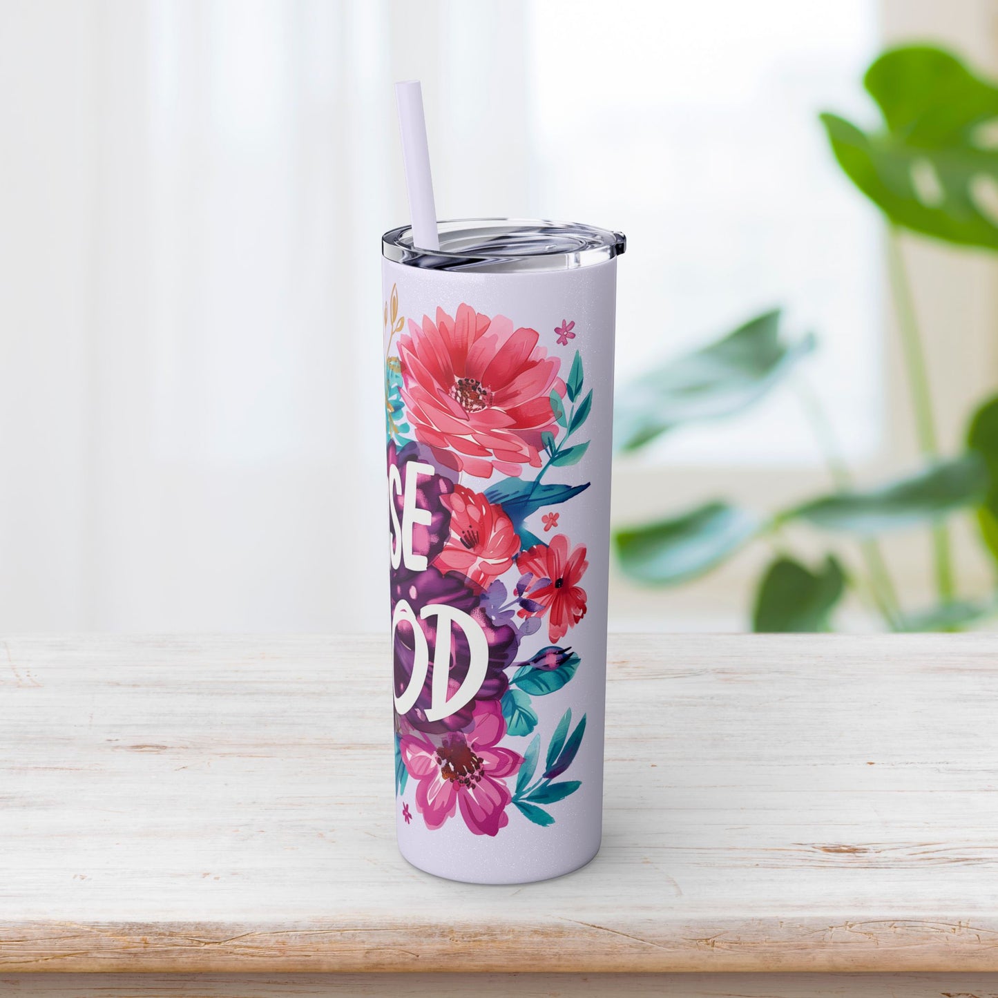 Praise God Skinny Tumbler with Straw - 20oz