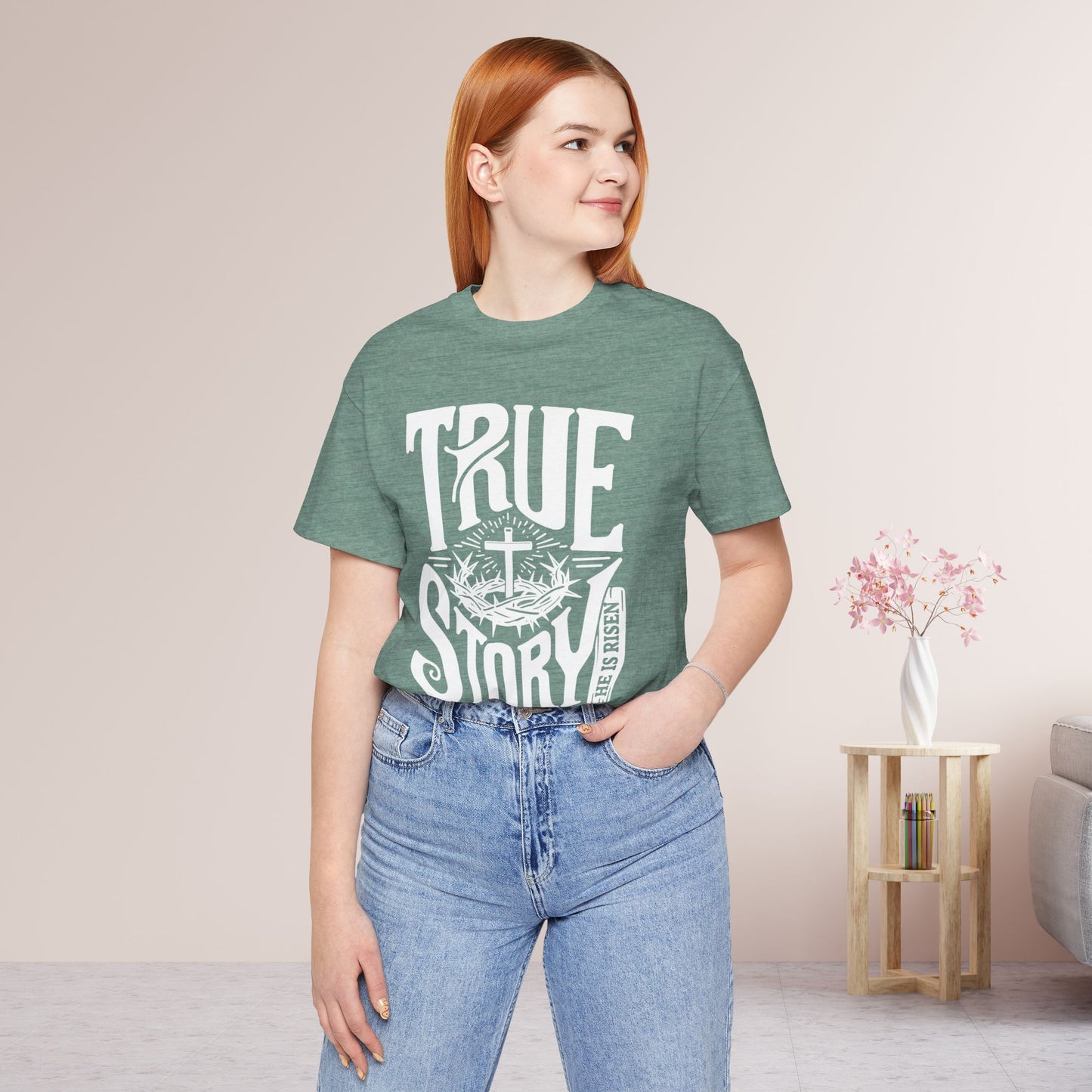 True Story He is Risen Christian Soft Cotton Tee - Easter Shirt