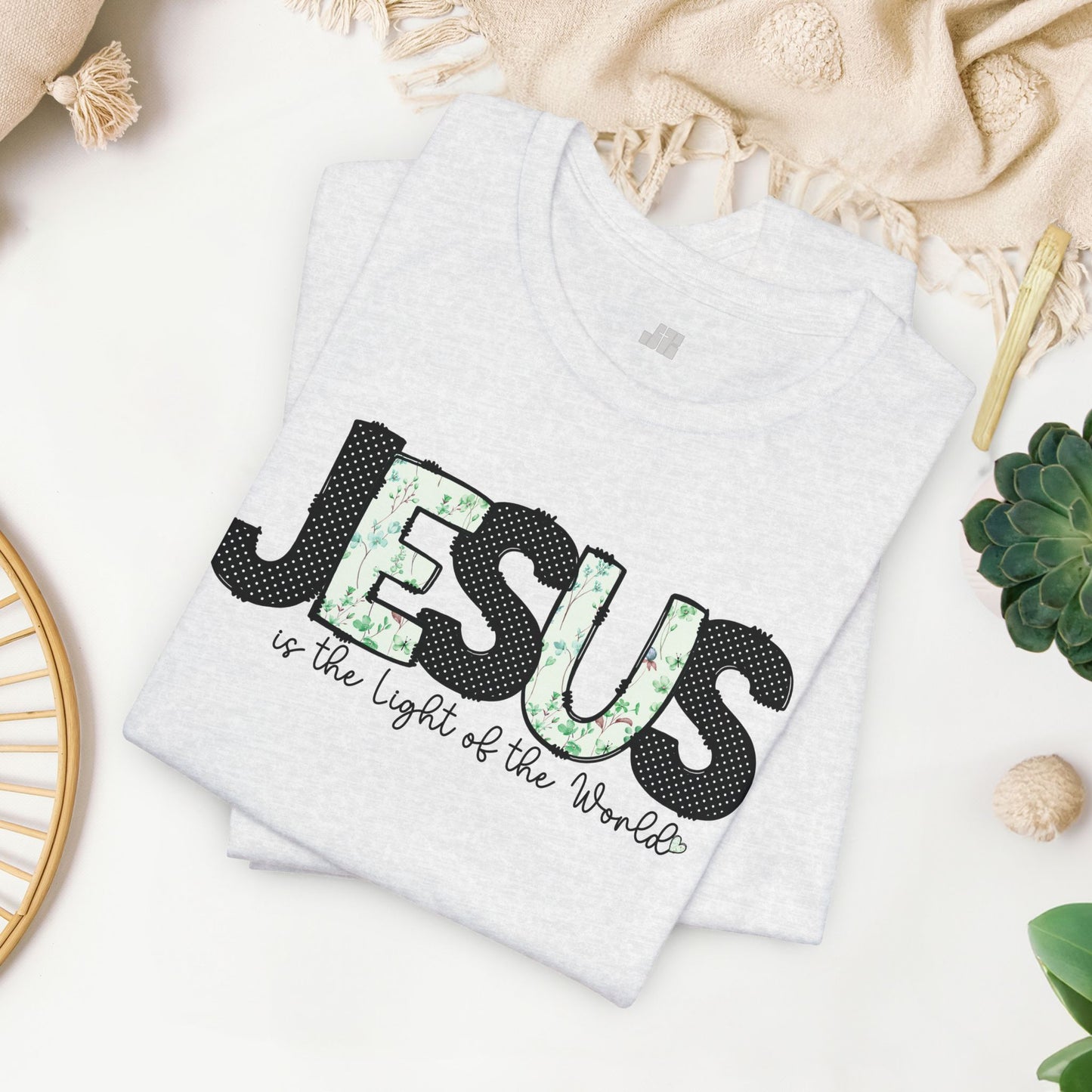 Jesus is the Light of the World Soft Cotton Tee - Christian Shirt