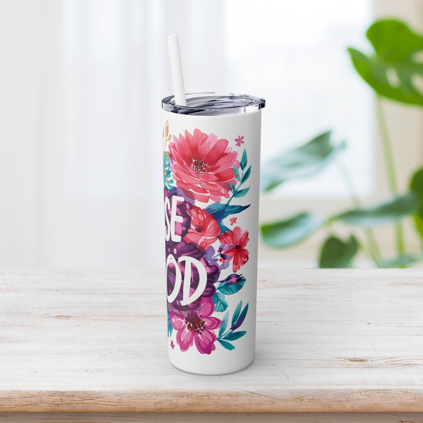 Praise God Skinny Tumbler with Straw - 20oz