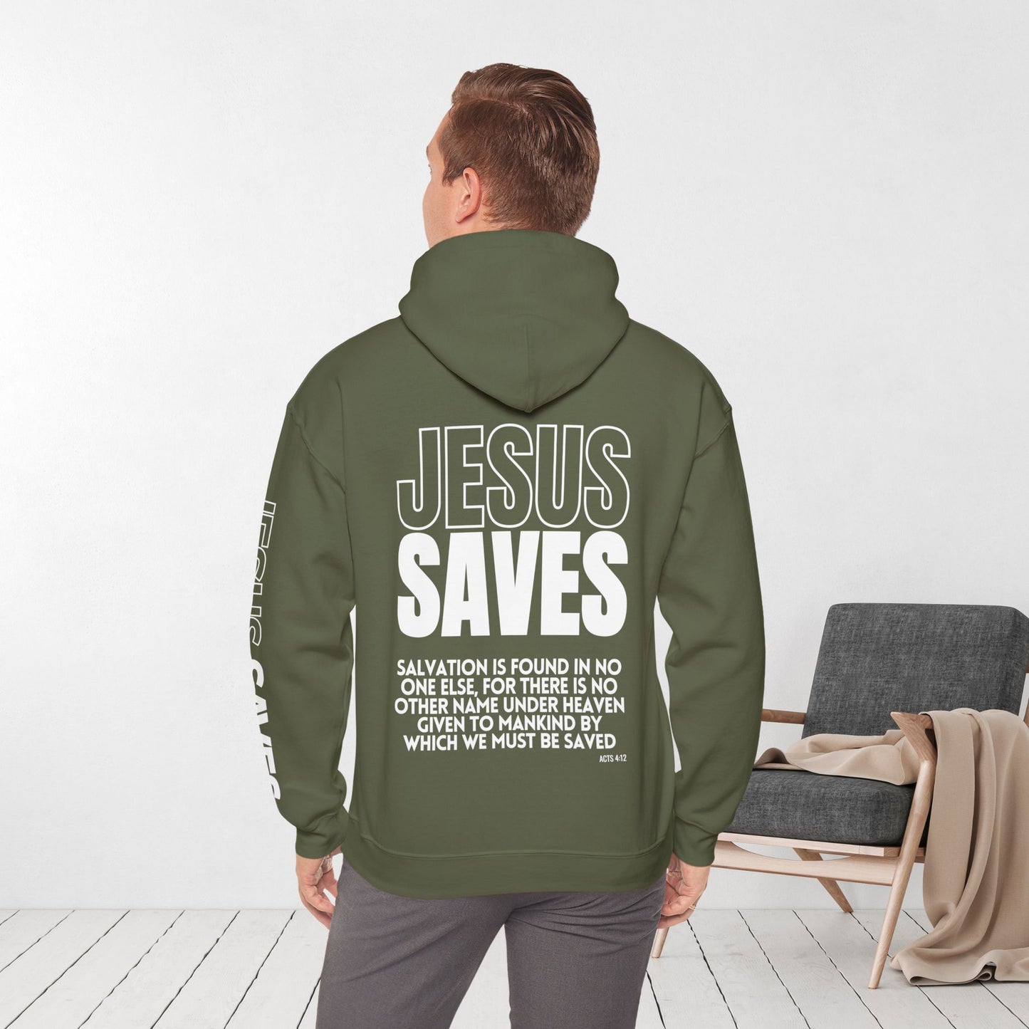 Jesus Saves Hoodie - Acts 4:12 Bible Verse Christian Hoodie