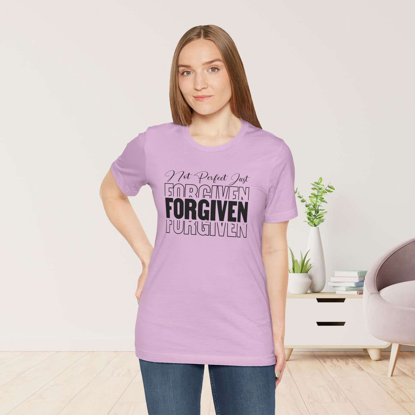 Not Perfect Just Forgiven Christian Soft Cotton Tee