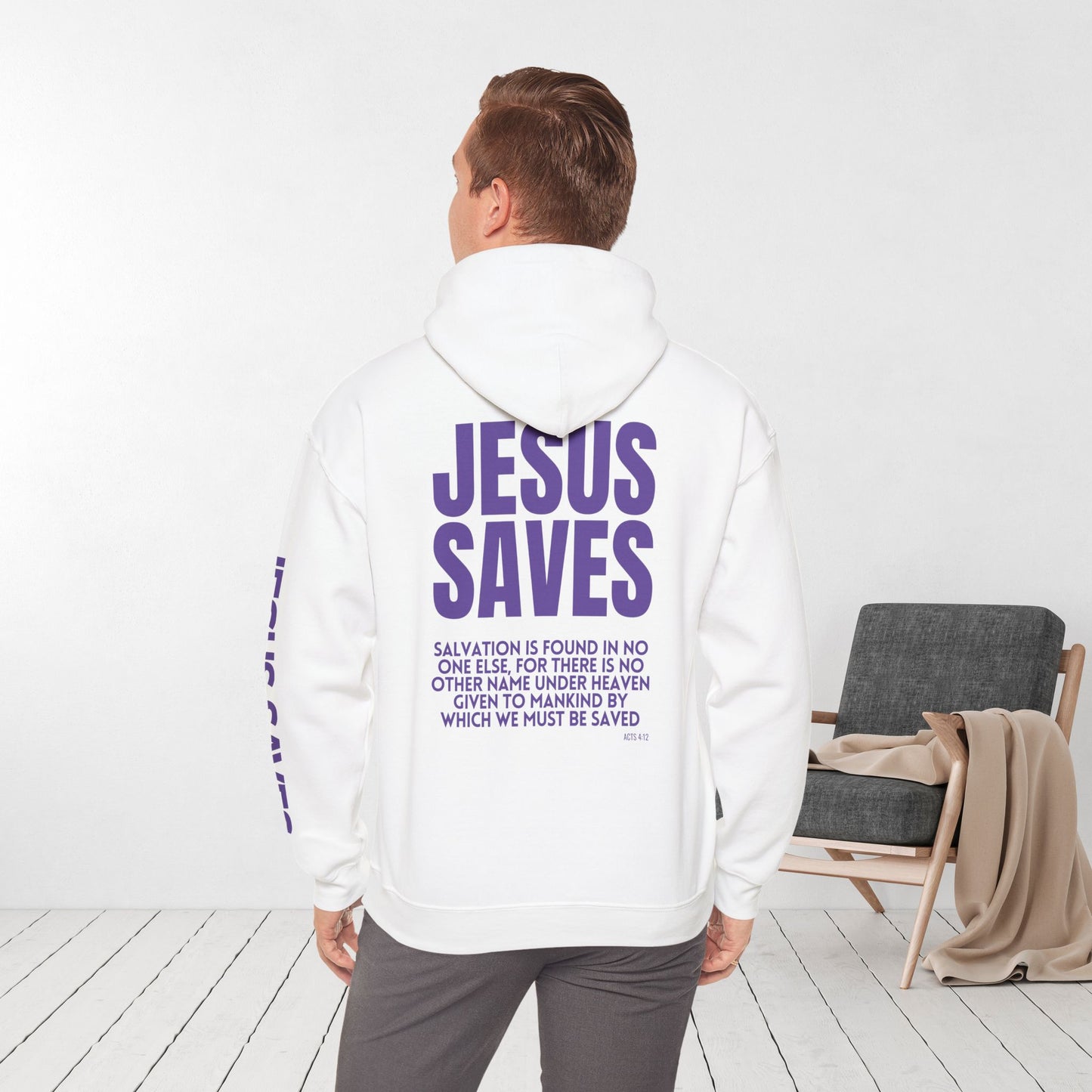 Jesus Saves Hoodie - Acts 4:12 Bible Verse Christian Hoodie