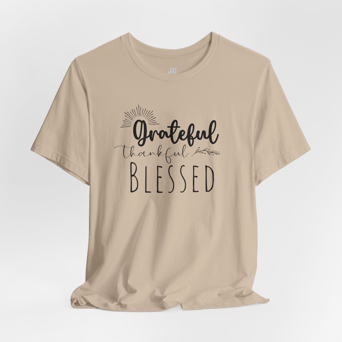 Grateful Thankful Blessed Soft Cotton Tee - Christian T-shirt