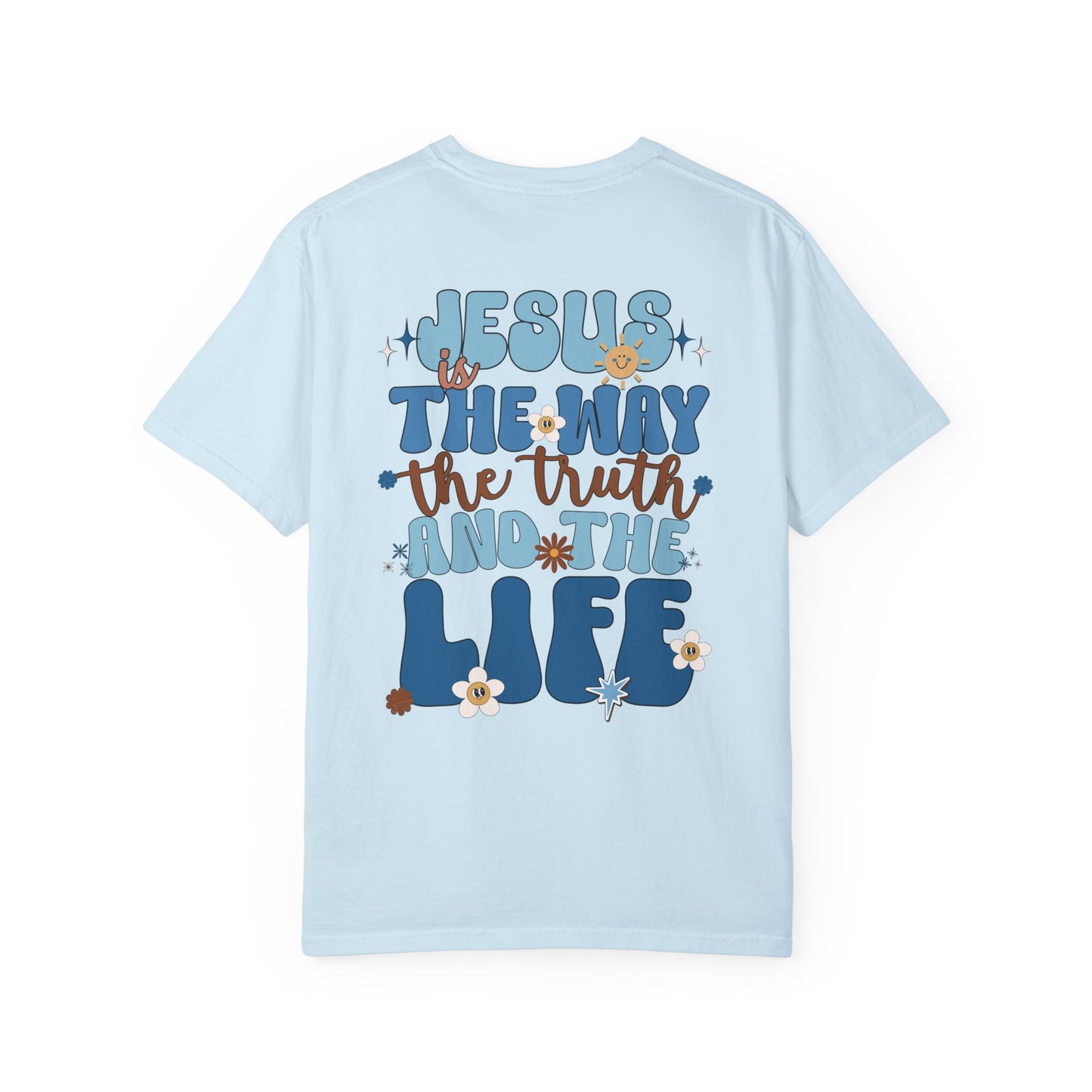 Comfort Colors Blue Jesus is the Way John 14:6 Bible Verse Christian Shirt