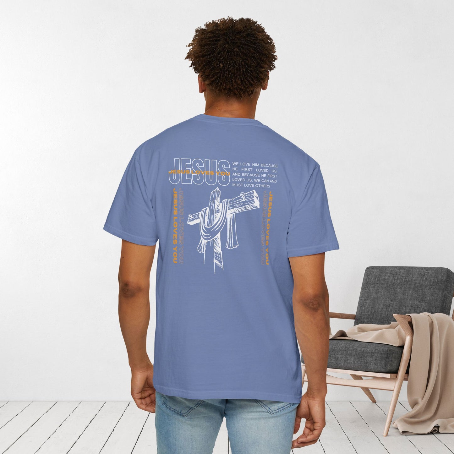 Comfort Colors Men's Jesus Loves You Bible Verse Shirt