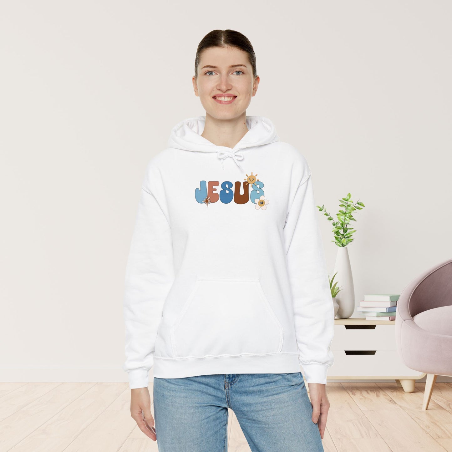 Blue Jesus is the Way John 14:6 Bible Verse Christian Hoodie