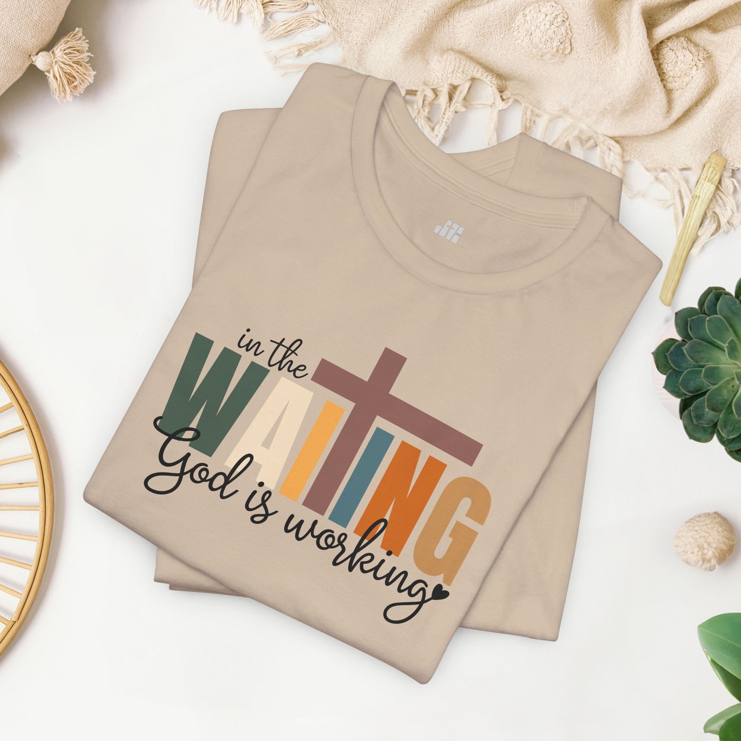 In the Waiting God is Working Christian Soft Cotton Tee