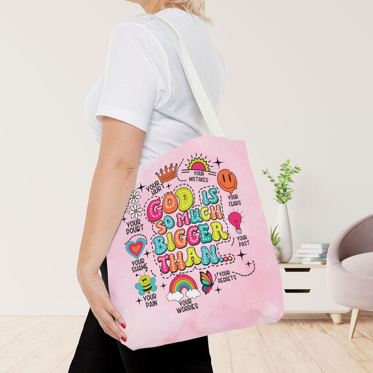 God is So Much Bigger Tote Bag - Christian Tote Bag - 16"