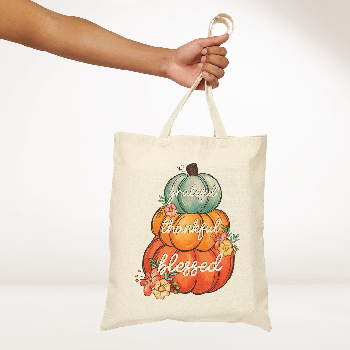 Grateful Thankful Blessed Canvas Tote Bag