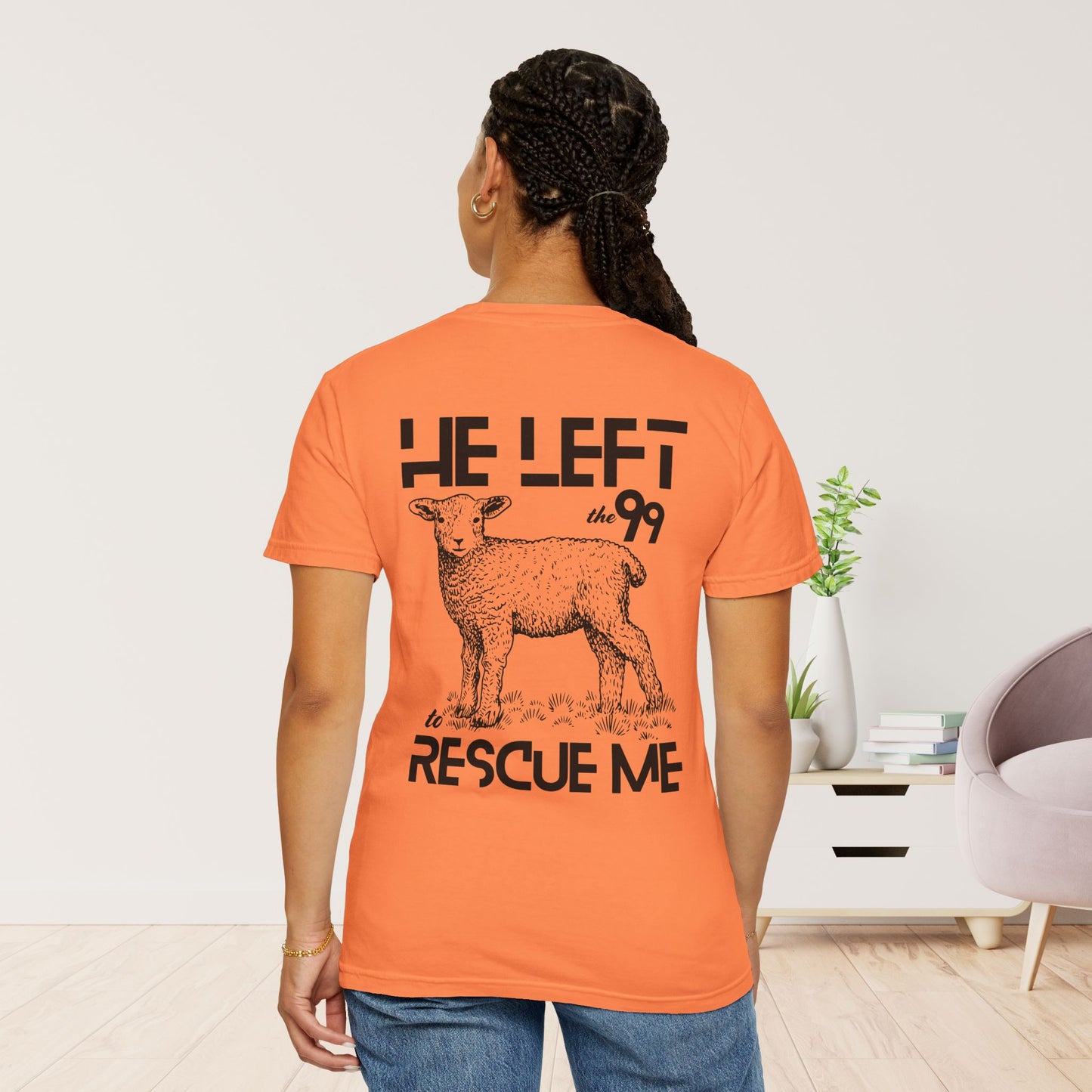 Rescued T-shirt - He Left The 99 to Rescue Me Comfort Colors Christian Shirt