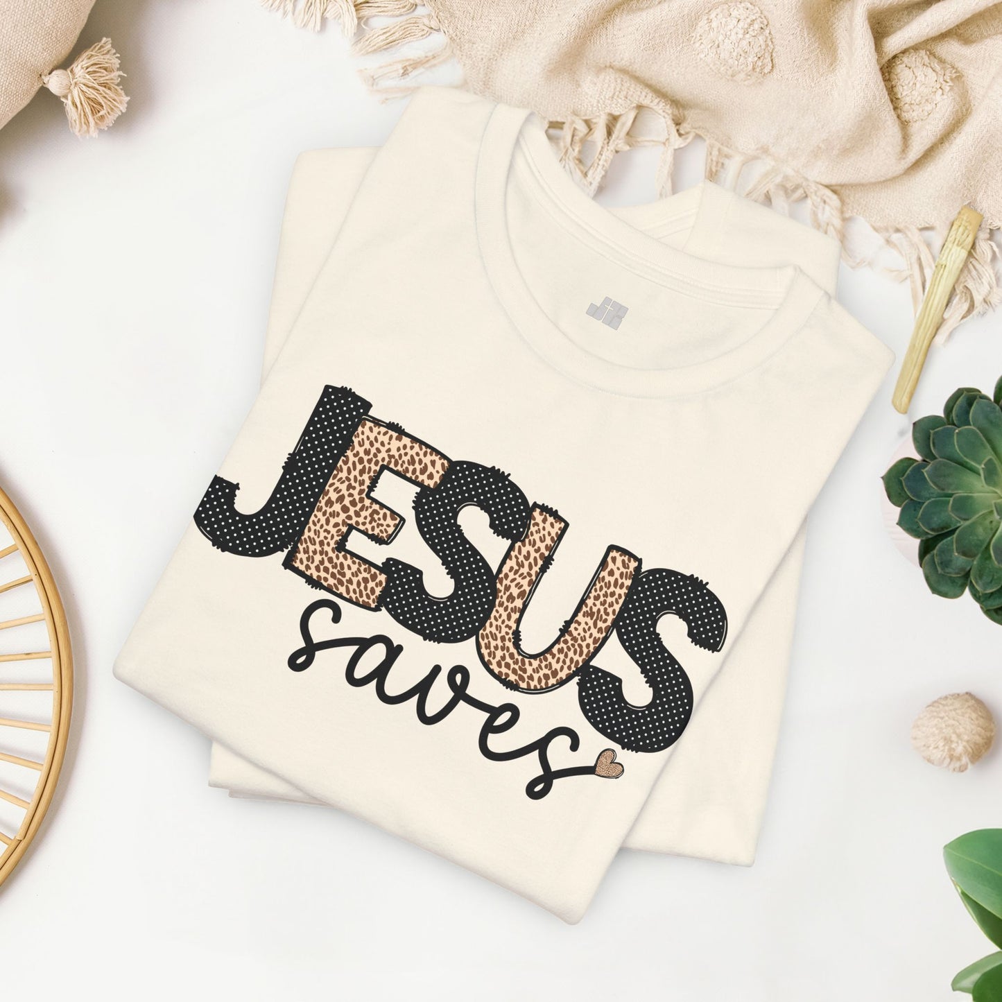 Jesus Saves Soft Cotton Tee - Christian Shirt