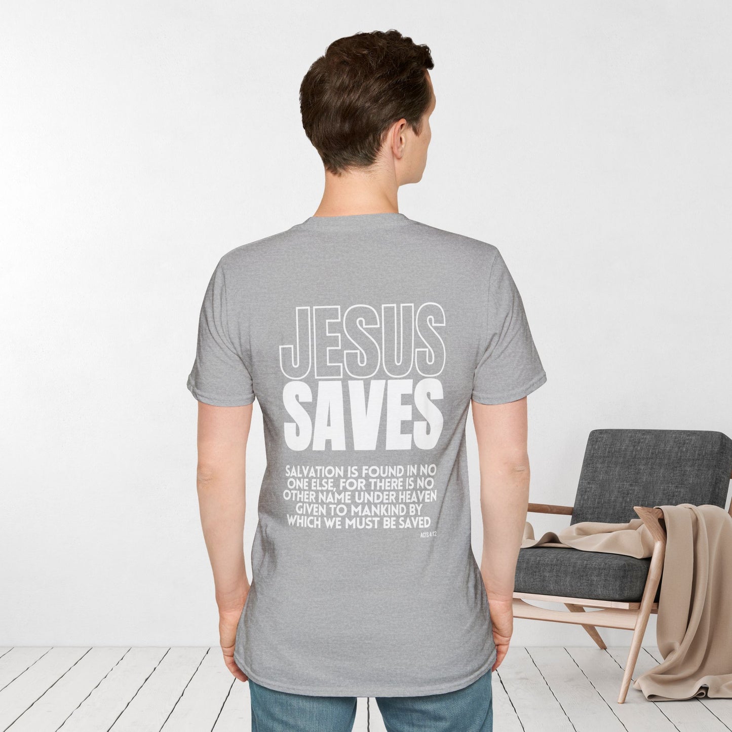 Unisex Jesus Saves Softstyle T-shirt - Acts 4:12 Bible Verse Christian T-shirt