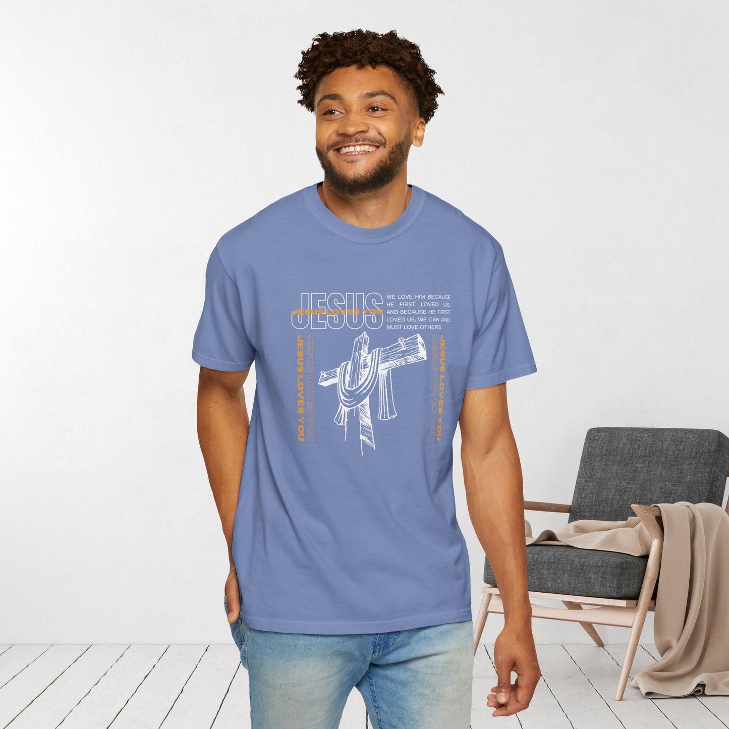 Comfort Colors Trendy Men's Jesus Loves You Shirt