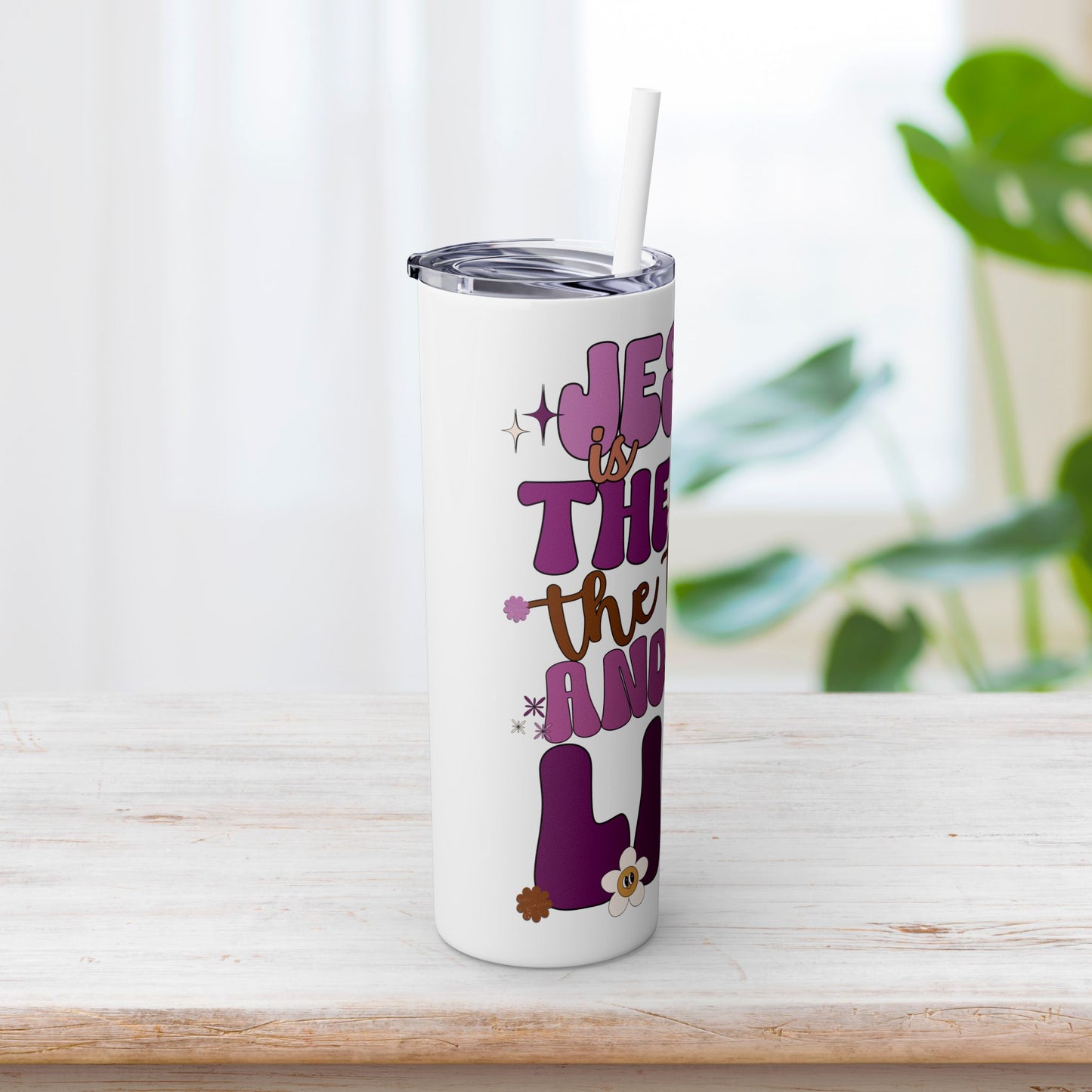 Jesus is The Way The Truth and The Life Skinny Tumbler with Straw - 20oz