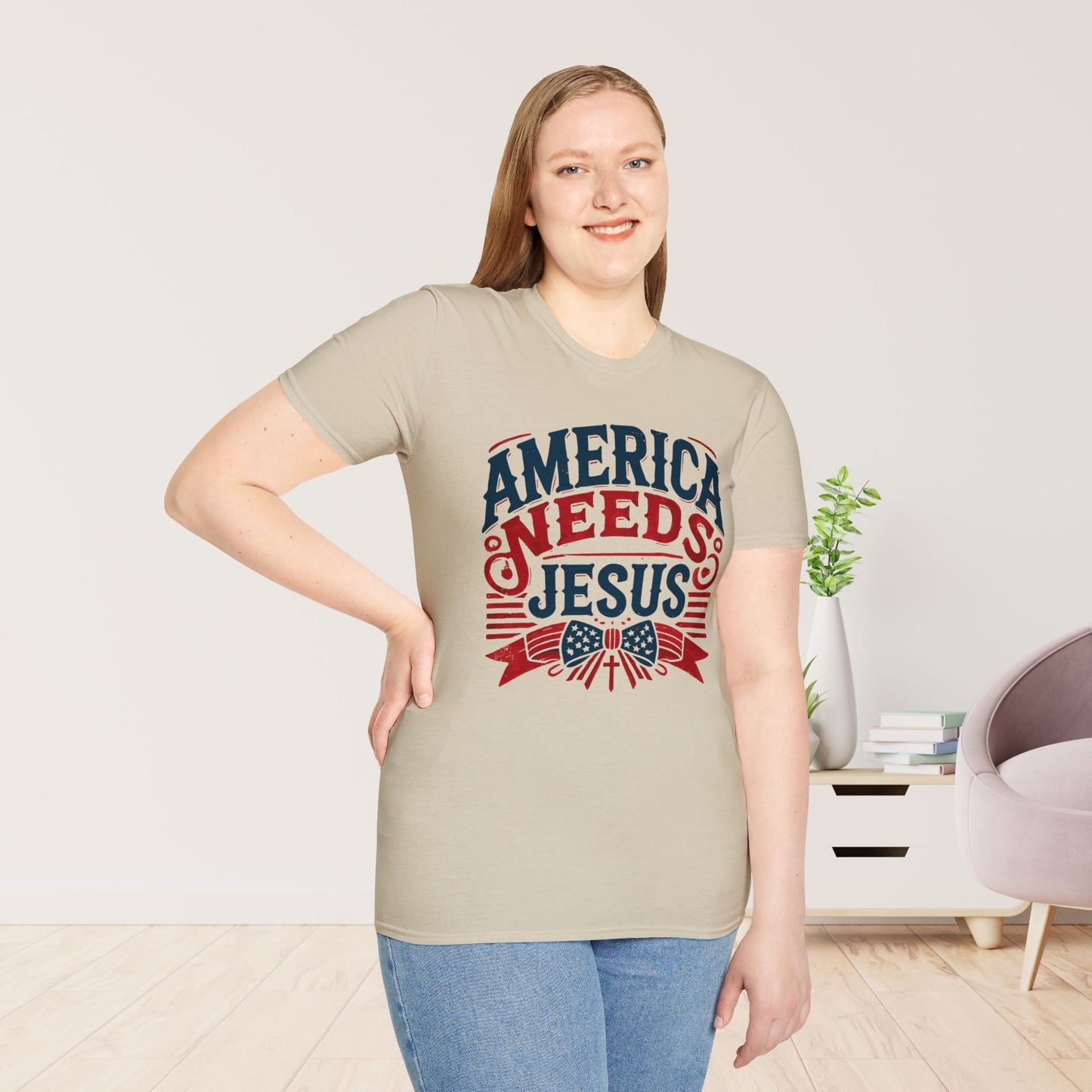 America Needs Jesus Softstyle T-shirt