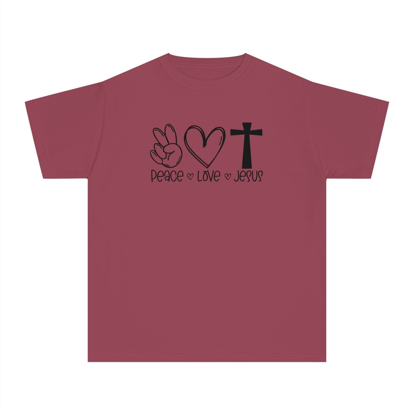 Peace Love Jesus Comfort Colors Youth Christian Tee