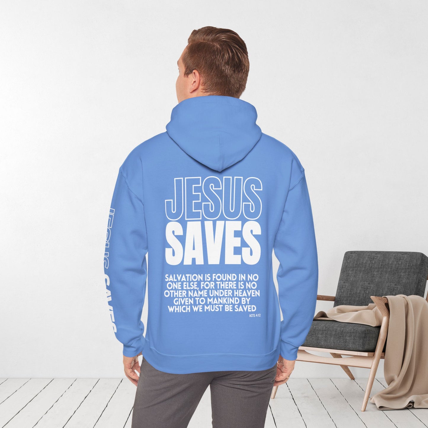 Jesus Saves Hoodie - Acts 4:12 Bible Verse Christian Hoodie